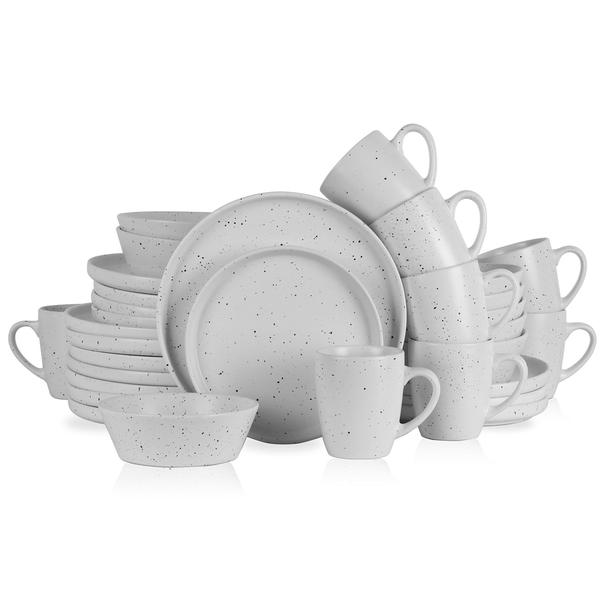 Premium White Jade Stoneware Dinnerware Set - Elegant 16-Piece Porcelain Tableware for Daily Use & Special Occasions