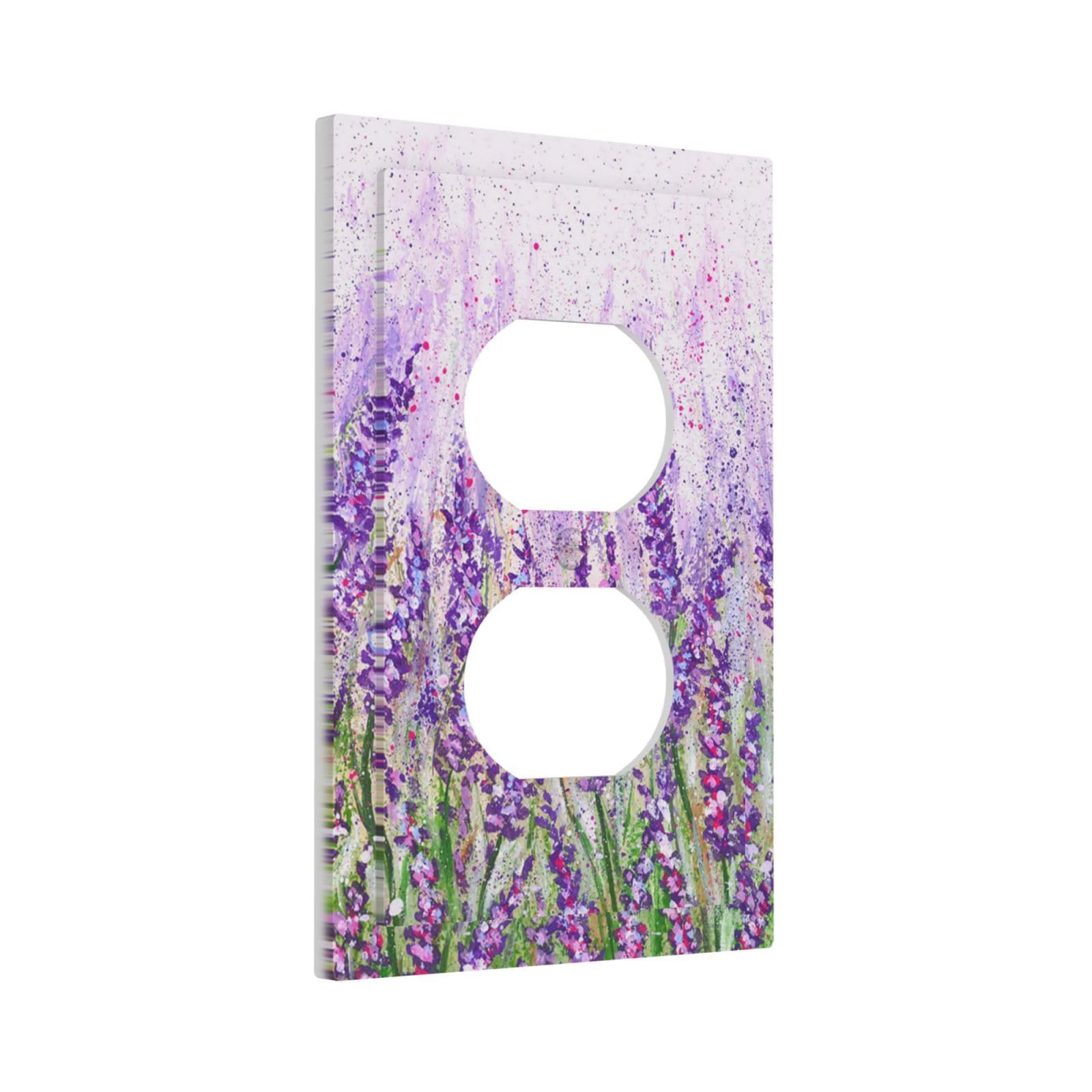 Lavender Flower Outlet Cover Plate - 1 Gang Decorative Wall Plate, Purple Electrical Socket Cover for Farmhouse, Bedroom, Kitchen & Living Room - Plastic Decora Style (Perfect for Home Decor & Child Safety)