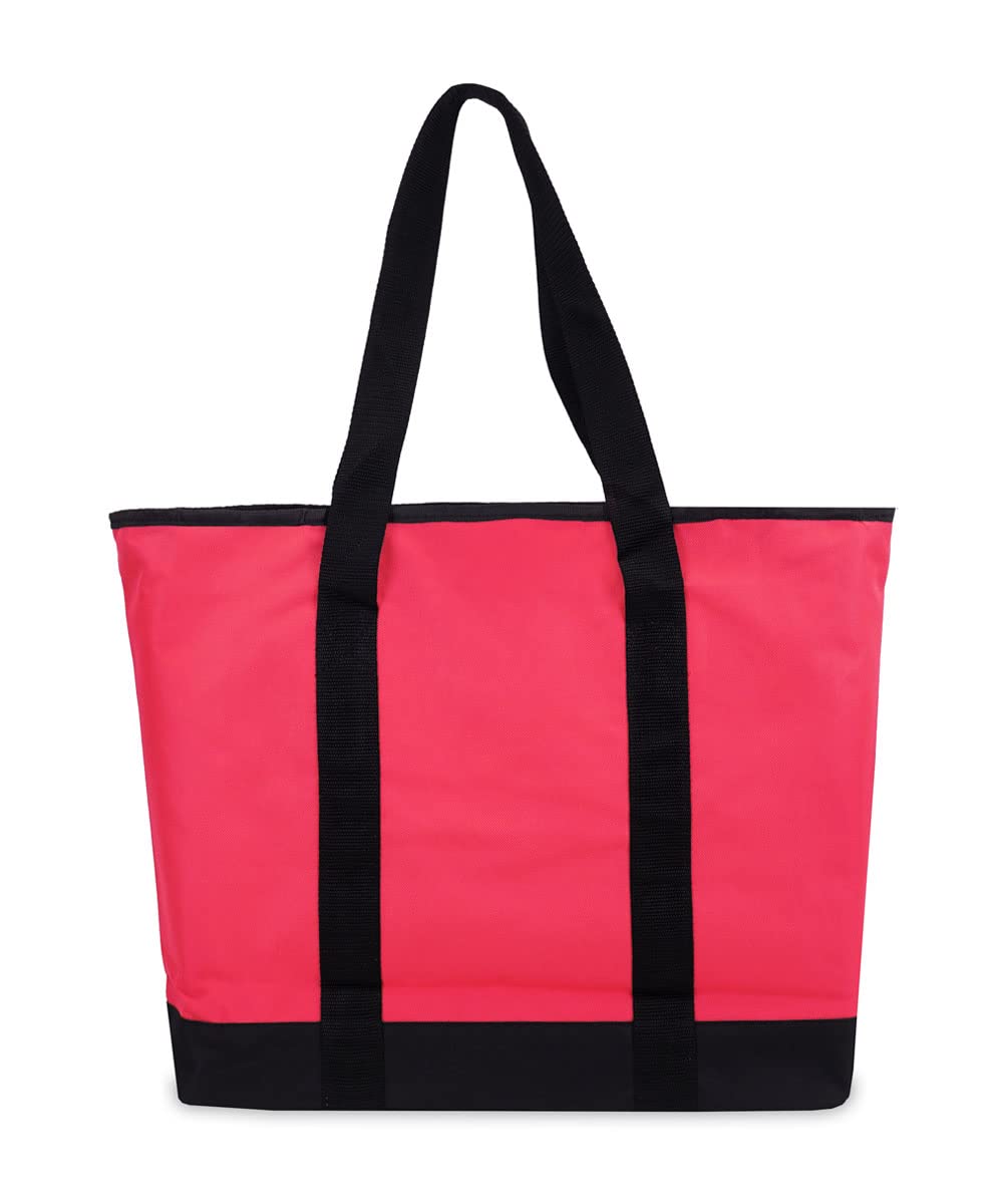 Everest Luggage Shopping Tote Bag - Stylish Hot Pink & Black Large Carryall Tote for Women - Perfect for Travel, Work, Gym & Beach Day Essentials