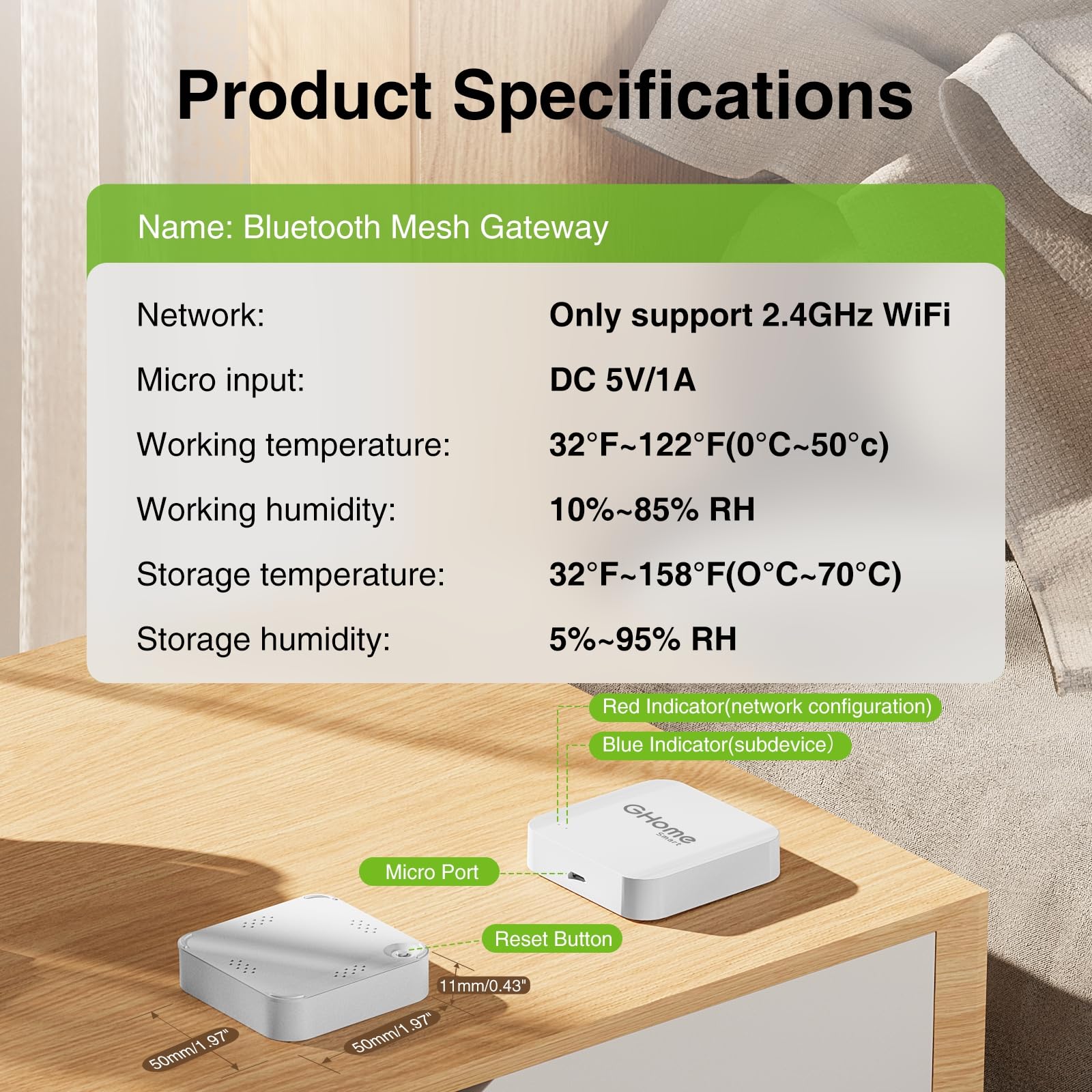 GHome Smart Tuya Bluetooth & WiFi Gateway - Mini Hub for Smart Door Locks & Tuya Devices | Compatible with Alexa, Google Assistant & Smart Life App | Remote Control via 2.4GHz WiFi | Perfect for Smart Home Automation & Security Systems