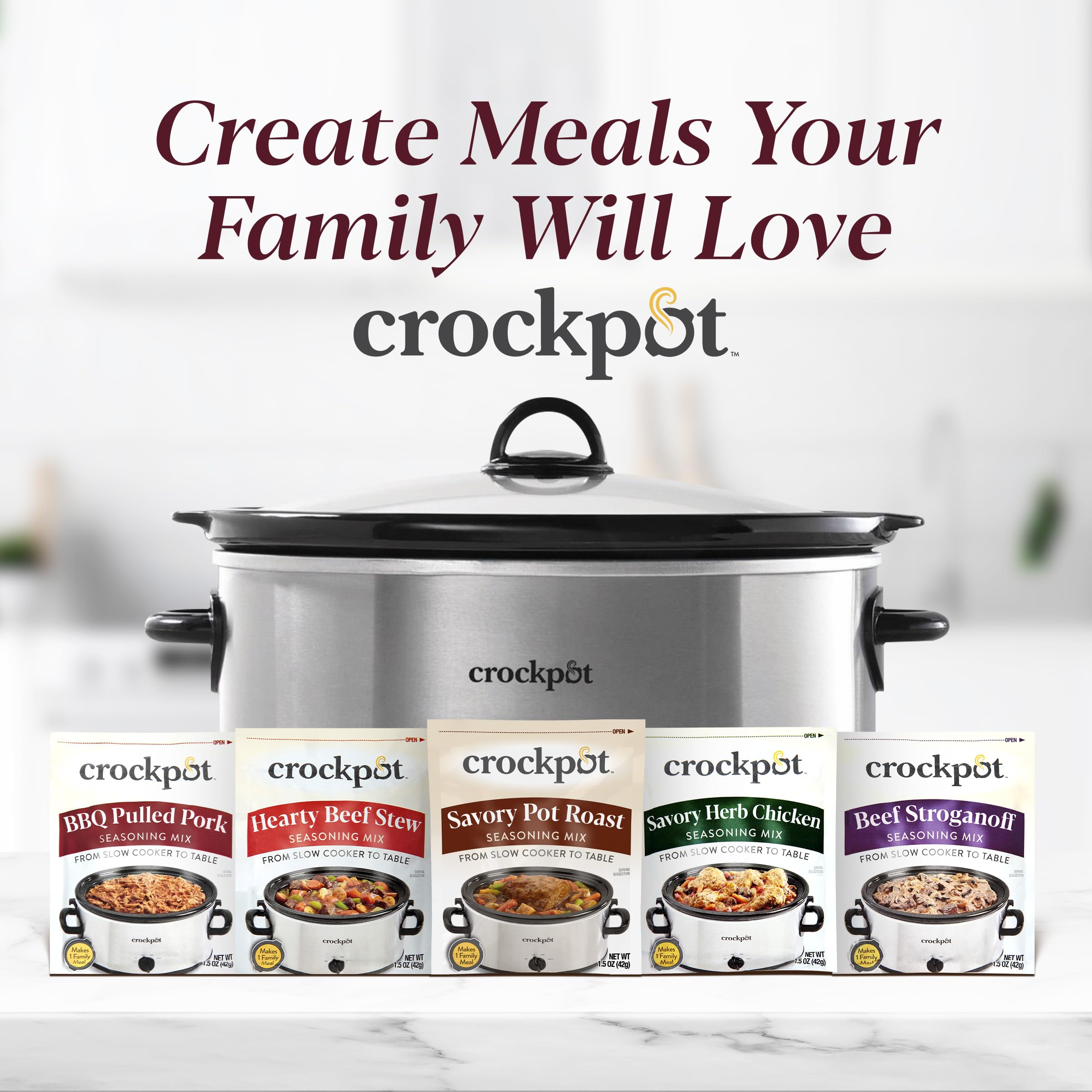 Crock-Pot Savory Pot Roast Seasoning Mix - 1.5 oz | All-Natural Flavor Enhancer for Beef, Pork & Vegetables | Perfect for Slow Cooker, Instant Pot & Family Dinners