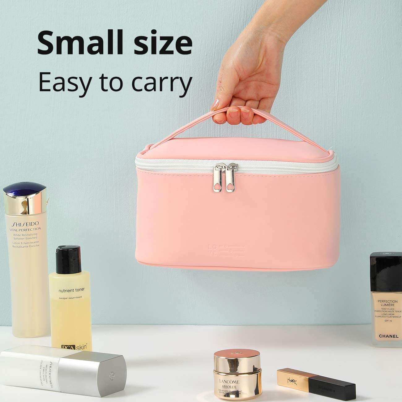 BESTOTTAM Travel Makeup Organizer Bag - Cosmetic & Toiletry Storage Pouch for Women & Men - Pink Grooming Kit with Shaving Compartment - Perfect for Vacation, Business Trips & Daily Use