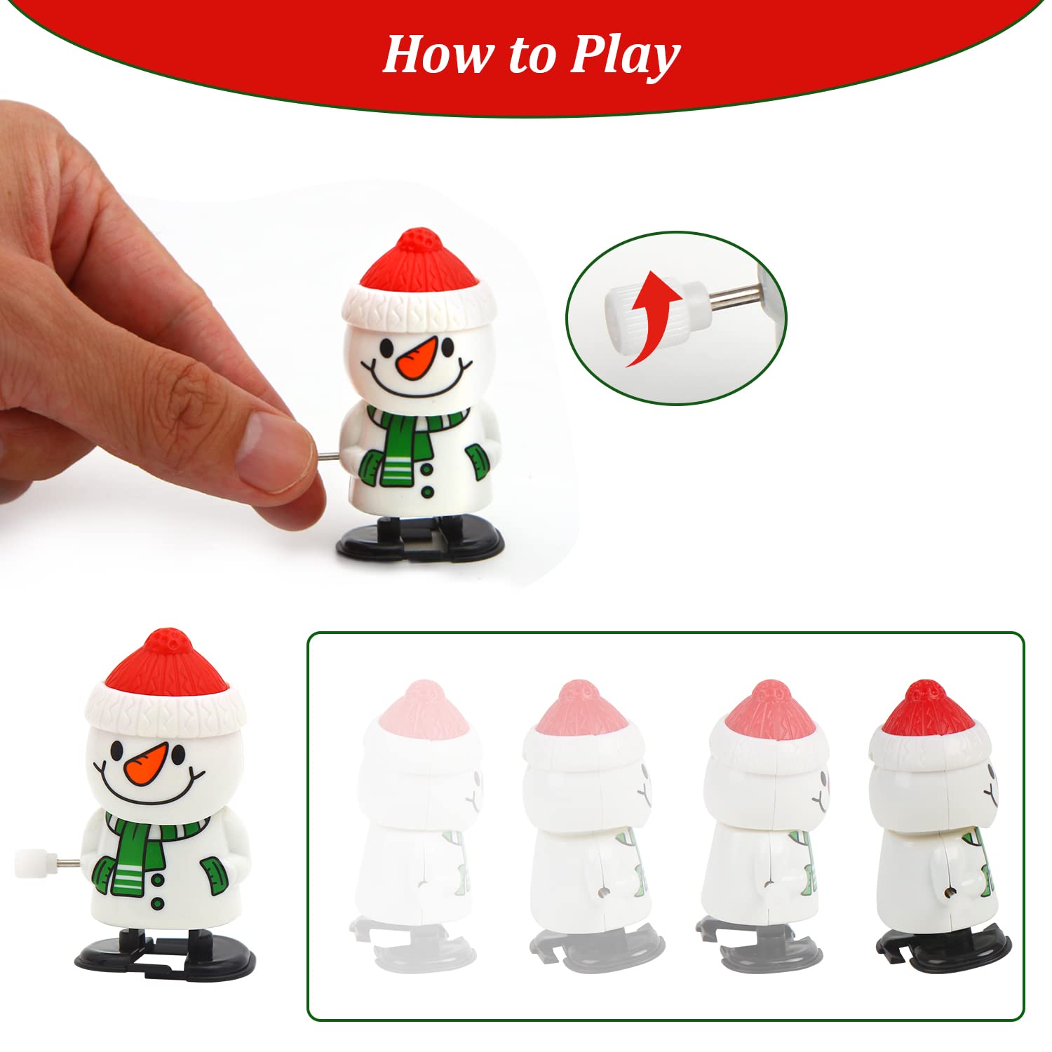 CCINEE 12 Pack Christmas Wind Up Toys - Assorted Clockwork Toys for Stocking Stuffers, Party Favors & Goody Bags | Fun Holiday Gifts for Kids, Classroom Prizes & Christmas Party Games