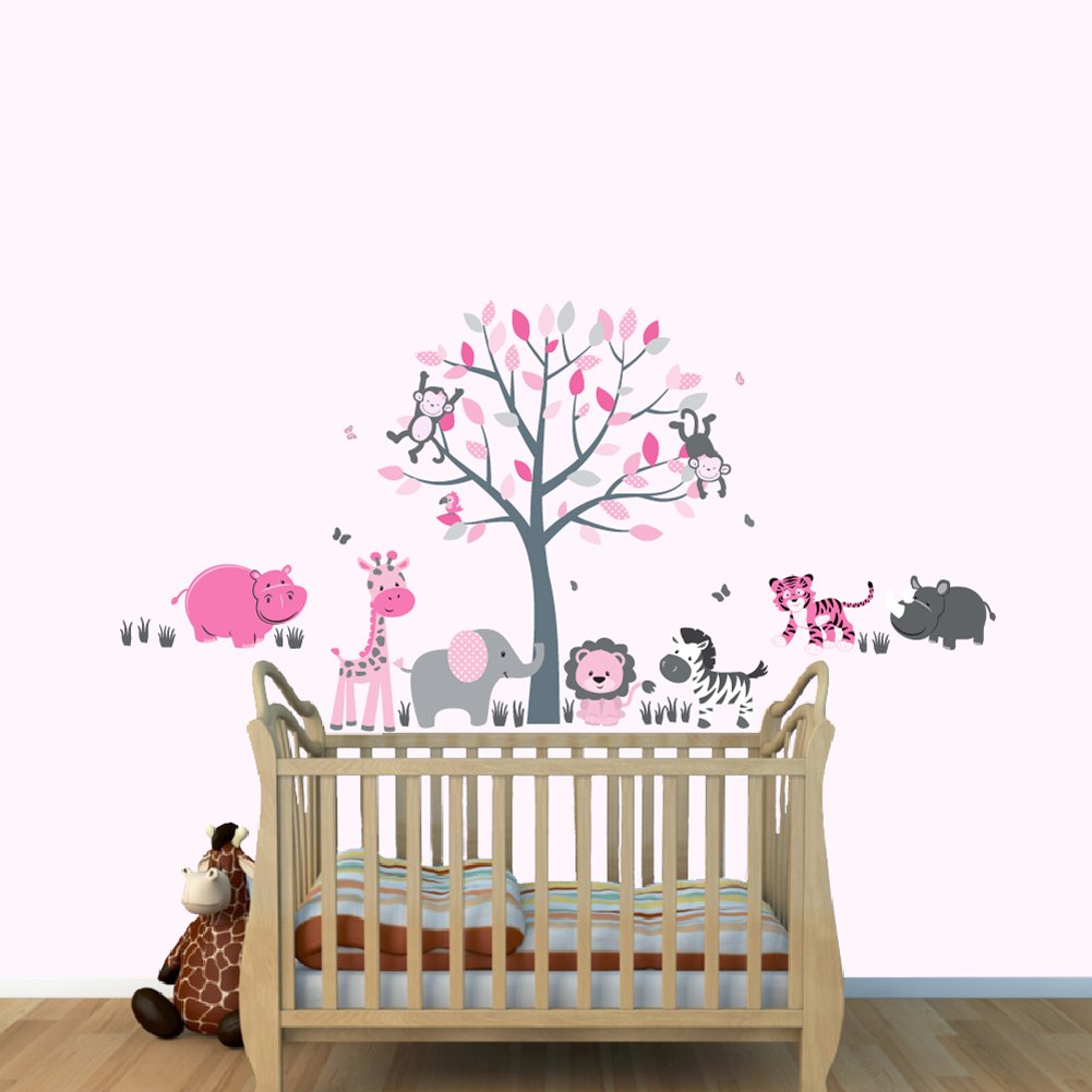 Jungle Animal Stickers - Hippo, Tiger, Rhino Decals for Kids Room, Laptop, Water Bottle & Scrapbooking