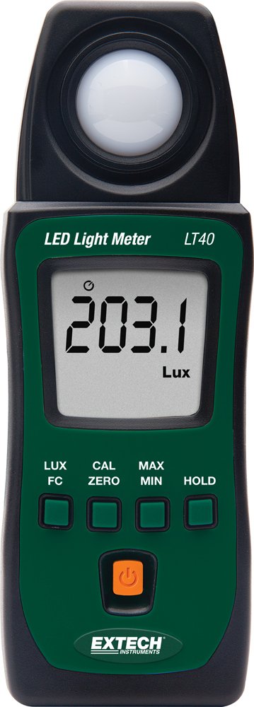 Extech LT40-NIST Digital LED Light Meter with NIST Certificate - Accurate Lux Measurement for Photography, Grow Lights, and Indoor Lighting Setup