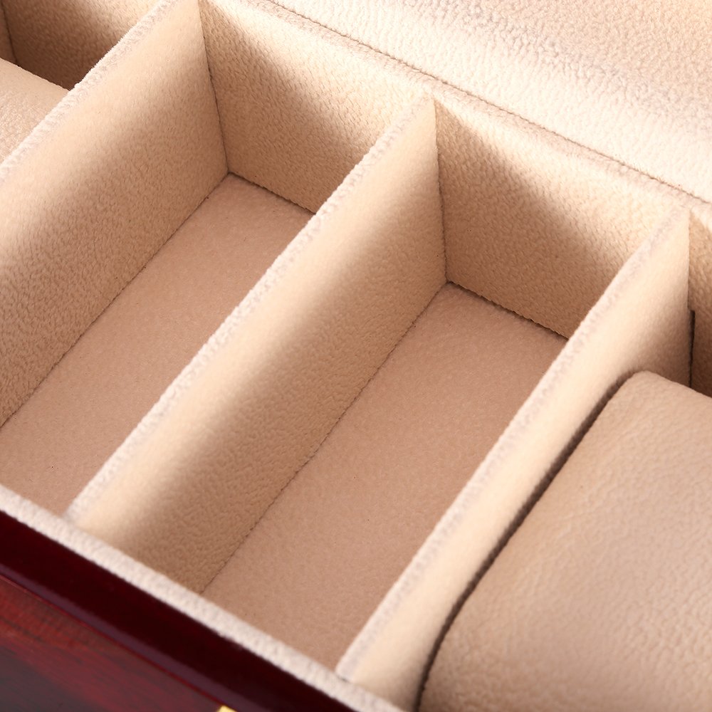 Premium 6-Slot Wooden Watch Box with Glass Lid & Removable Pillows - Luxury Watch Storage Case for Men & Women (Brown, Peach, Clear) - Perfect for Watch Collectors, Gift Giving & Jewelry Organization