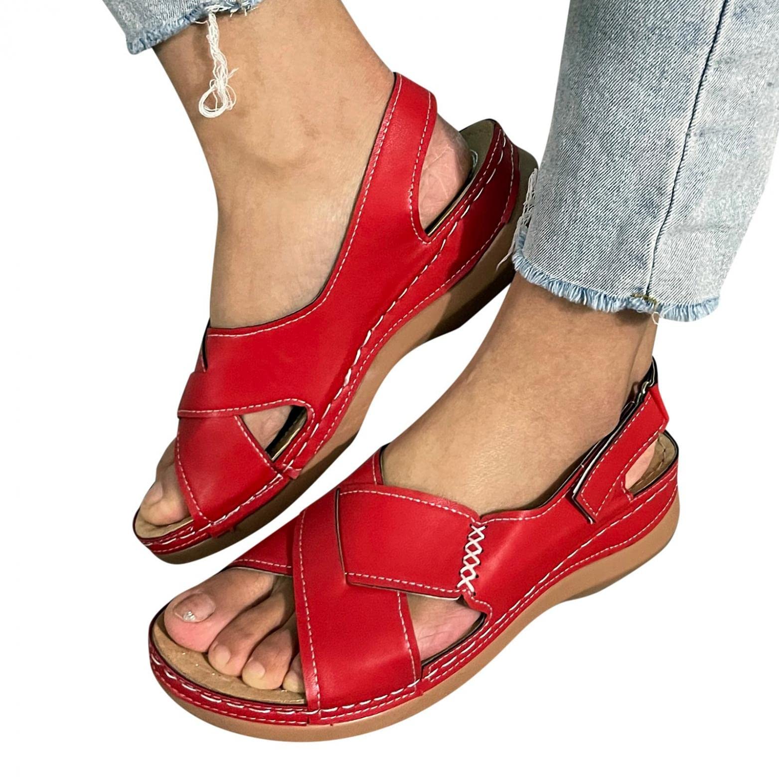 Women's Comfortable Walking Sandals with Arch Support - Soft Casual Beach Sandals for Walking, Travel & Outdoor Activities