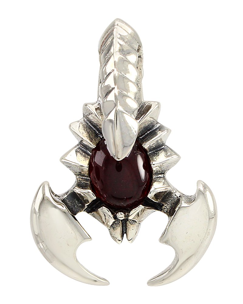 Gothic Scorpion Simulated Ruby Biker Punk Pendant Necklace - Unisex Sterling Silver Jewelry for Men & Women - Perfect for Rock Concerts, Motorcycle Rides & Father's Day Gifts