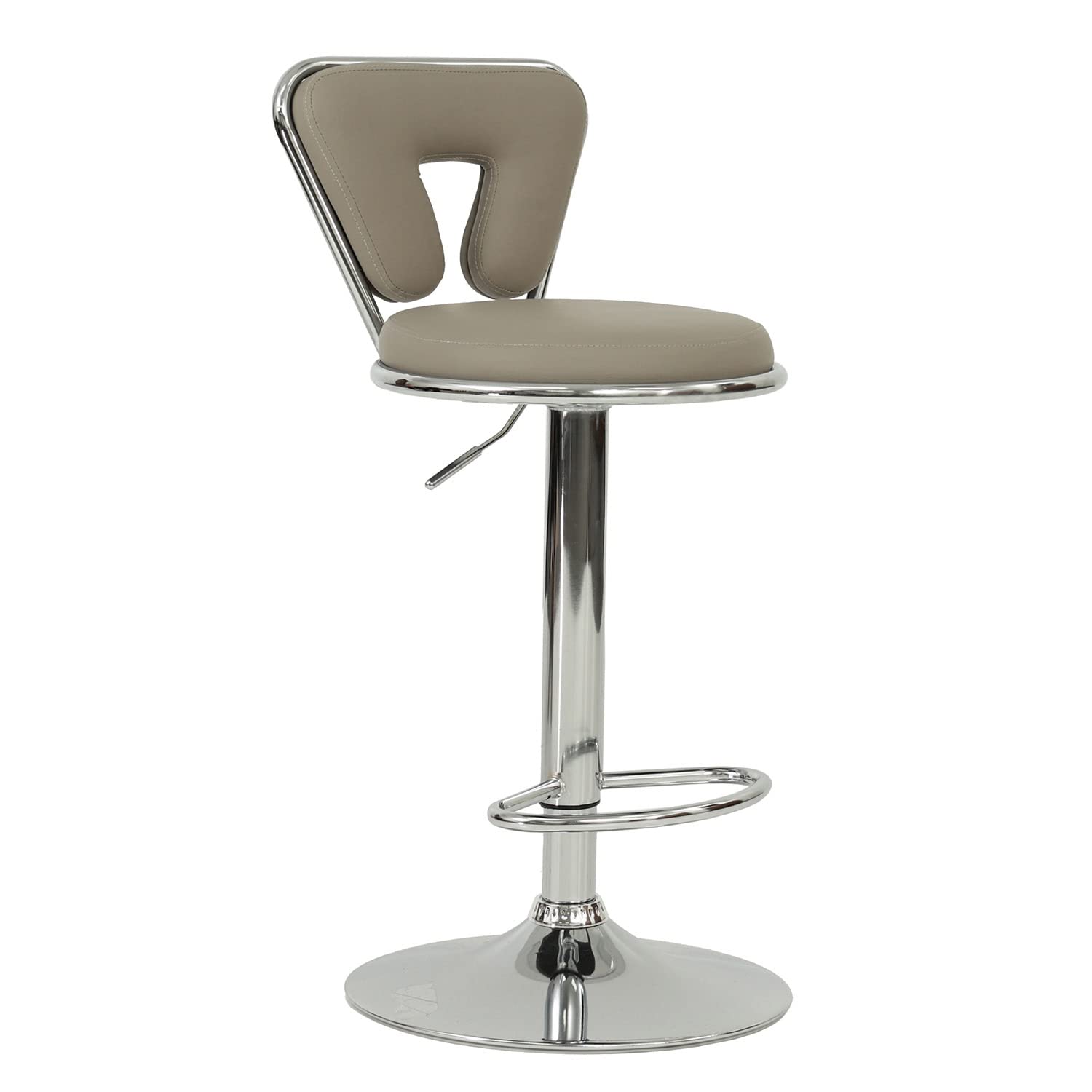 Poundex Adjustable Height & Swivel Bar Stool Set of 2 - Gray Faux Leather Counter Stools for Kitchen Island, Bar, or Breakfast Nook - Modern Swiveling Barstools with Footrest