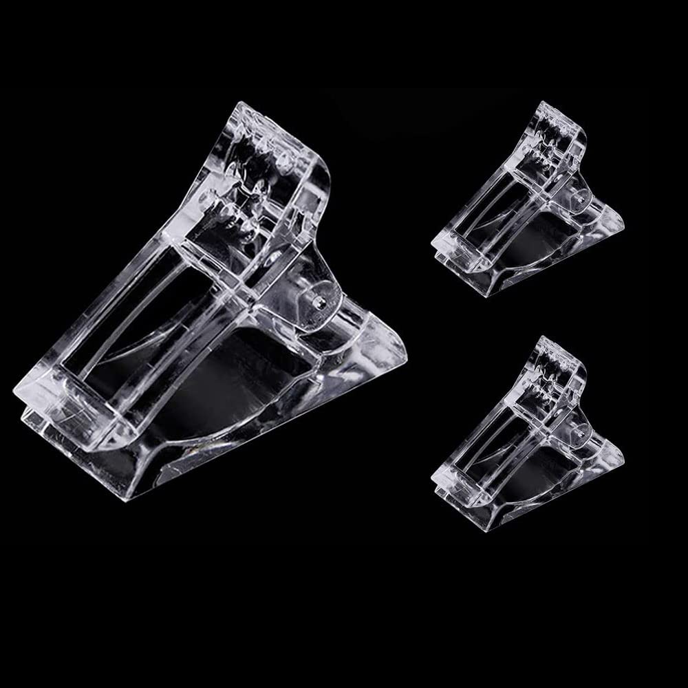 10Pcs Clear Transparent Nail Clips for Polygel Nail Extension - Quick Building Nail Forms, UV LED Builder Clamps for Manicure & Nail Art - Perfect for Salon, Home DIY & Professional Nail Technicians