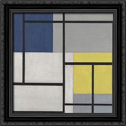 Theo van Doesburg Black Ornate Wood Framed Canvas Art - 20x20 Inch Modern Abstract Wall Decor for Living Room, Bedroom & Office | Simultaneous Composition XXIV Reproduction