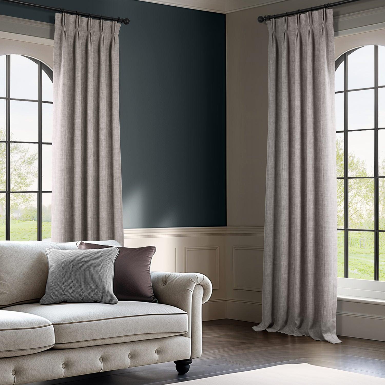 Clay French Pleat Textured Faux Linen Blackout Curtains - Thermal Insulated Window Drapes for Bedroom, Living Room & Home Decor