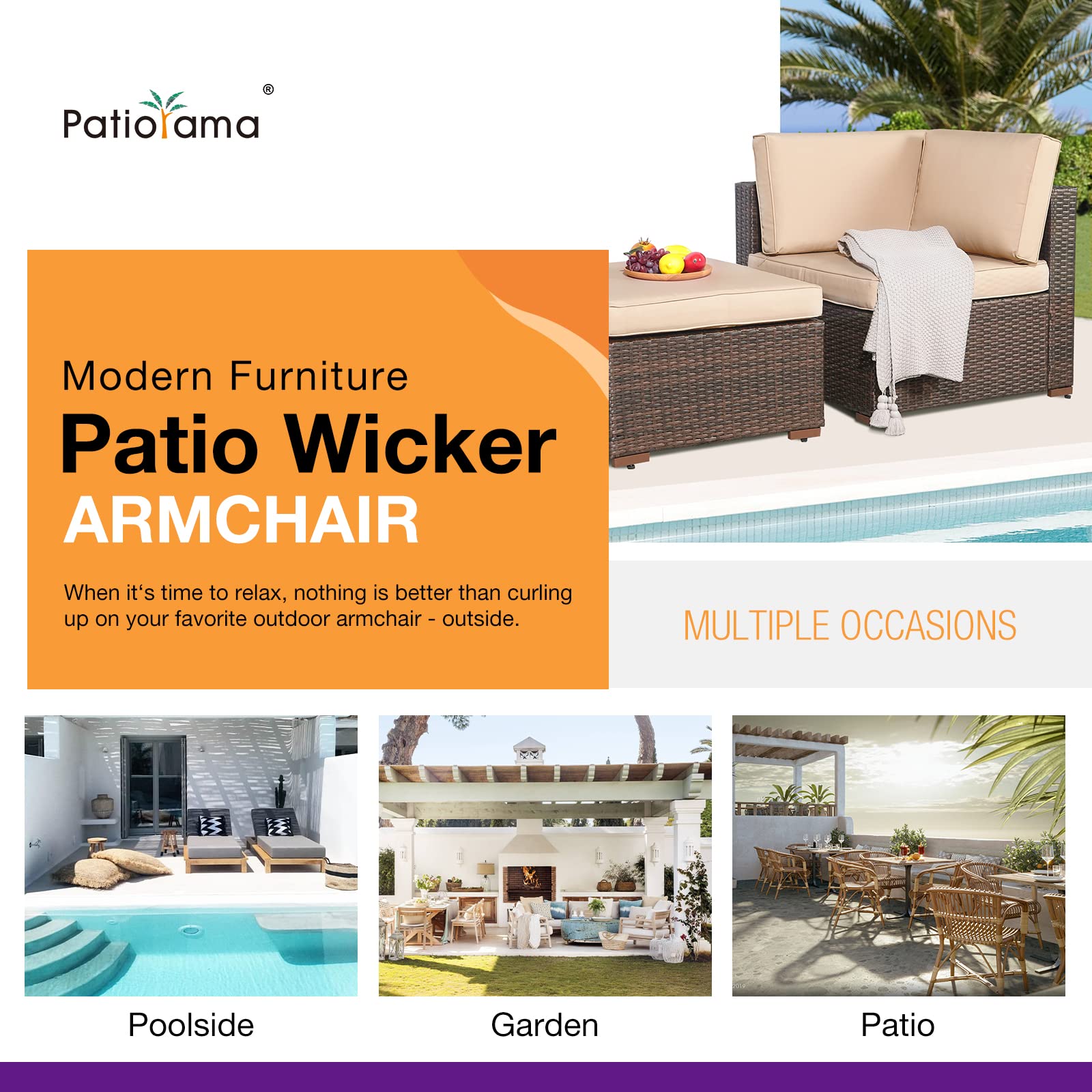 2-Piece Patio Furniture Sofa Set - All-Weather Brown PE Wicker Rattan Outdoor Sectional Sofa with Beige Cushions - Perfect for Garden, Balcony, Poolside & Backyard Relaxation