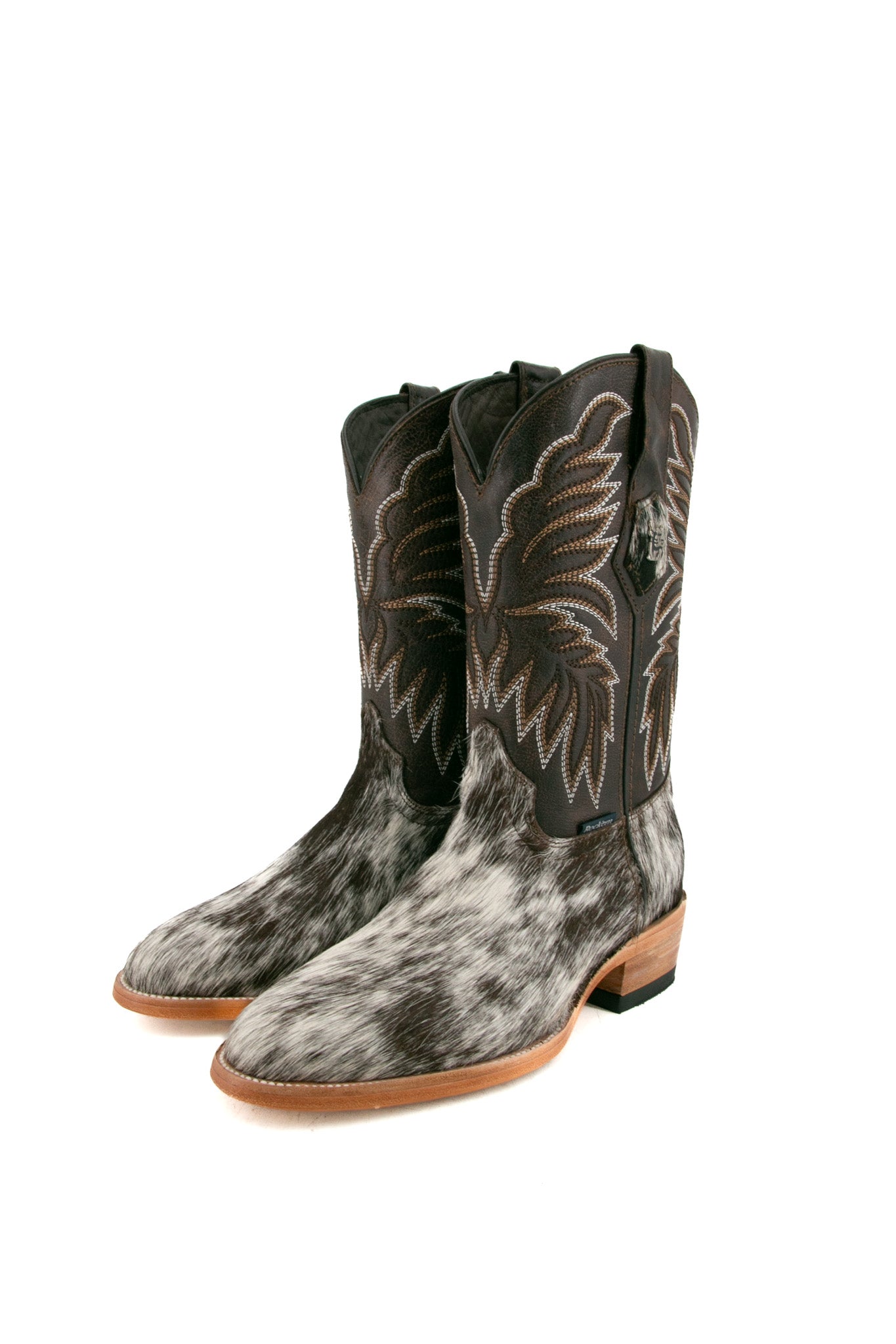 Authentic Men's Cowhide Cowboy Boots - Round Toe, Size 6.5 (BM27) - Perfect for Western Rides, Country Music Festivals & Casual Wear