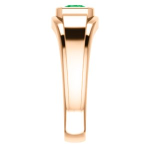 14K Gold Men's Emerald and Diamond Ring - 0.42ct Emerald & 0.09ct Diamond Wedding Band for Engagement, Anniversary, and Special Occasions