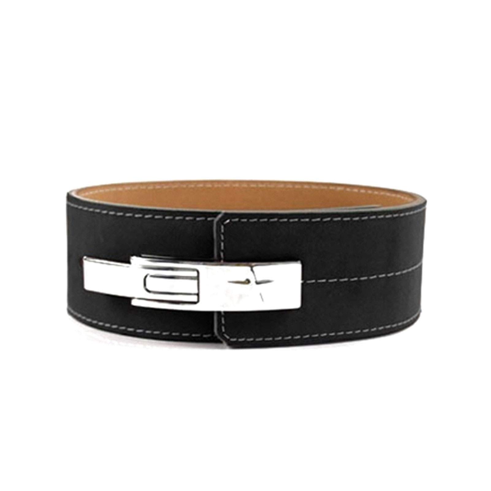 THUCHENYUC Premium Leather Weight Lifting Belt for Men - XL Black Gym Belt for Waist Support & Back Protection - Ideal for Powerlifting, CrossFit & Strength Training