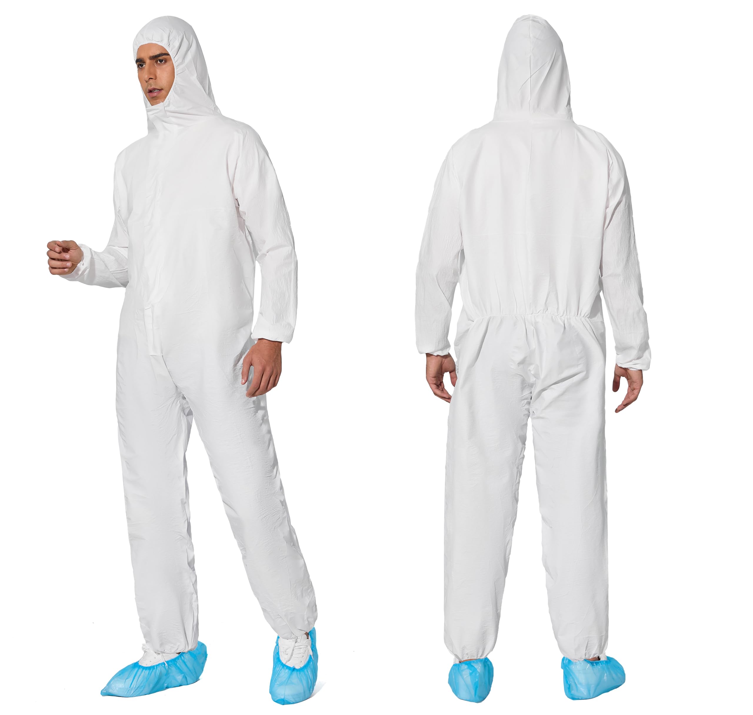 1-5PCS L-XXXL Disposable Hazmat Suits - Full Body Protective Coveralls for Work Safety & Chemical Protection | Ideal for Medical, Industrial & Emergency Use