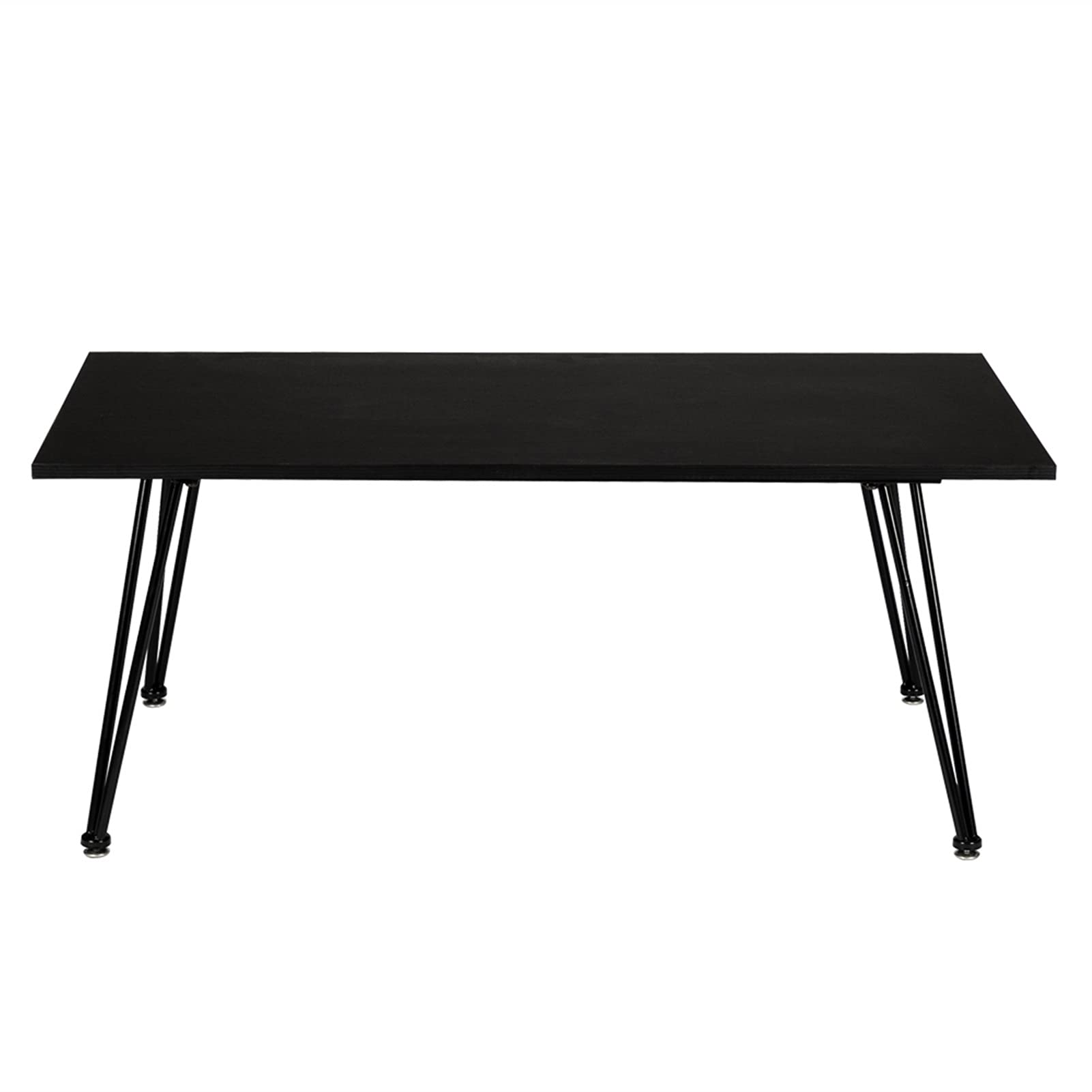 Black Walnut Single Layer 1.5cm Thick MDF Square Coffee Table - Modern Pointed Iron Leg End Table/Side Table for Living Room, Bedroom & Office Decor