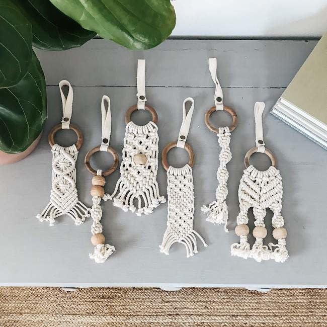 Finn & Emma All-in-One Macrame Toy Chevron - Organic Cotton Baby Activity Gym with Wooden Beads & Teether - Perfect for Tummy Time, Sensory Play & Nursery Decor