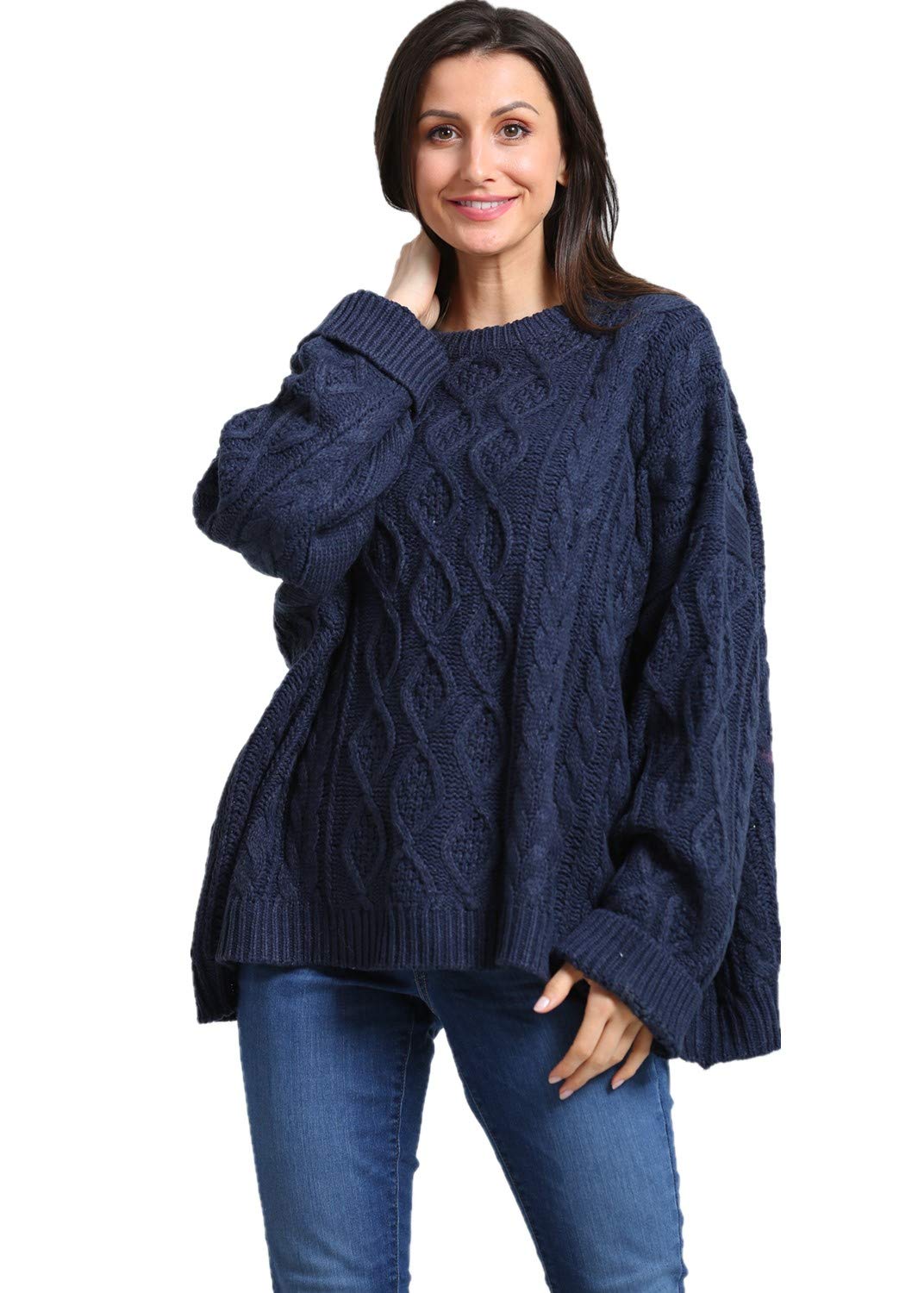 Simply Couture Women's Plus Size Casual Knit Long Sleeve Oversize Pullover Sweater - Cozy Winter Tops for Work, Lounge & Weekend Outfits