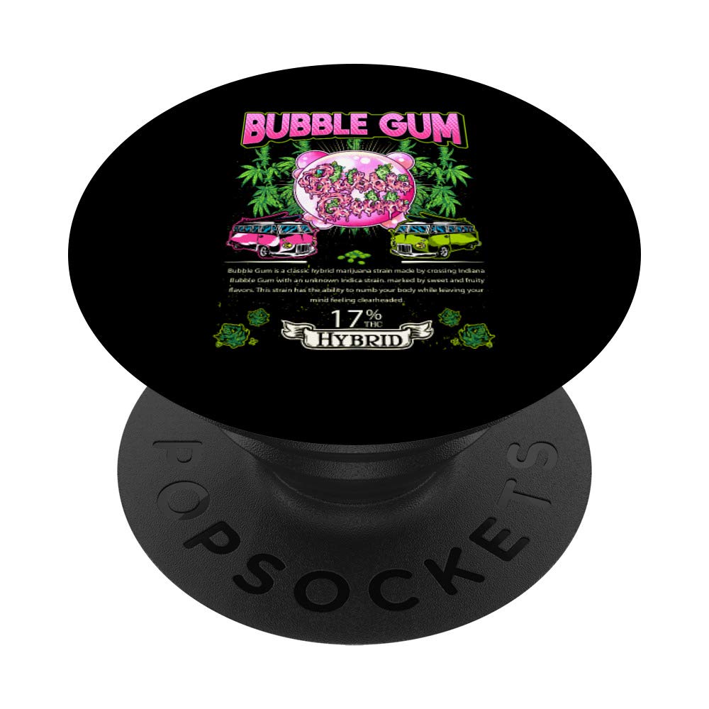 Bubble Gum Indica Cross Indiana Bubble Gum Cannabis Leaf Design PopSockets PopGrip - Swappable Phone & Tablet Grip for Secure Hold - Perfect for Daily Use, Commuting, and Hands-Free Browsing