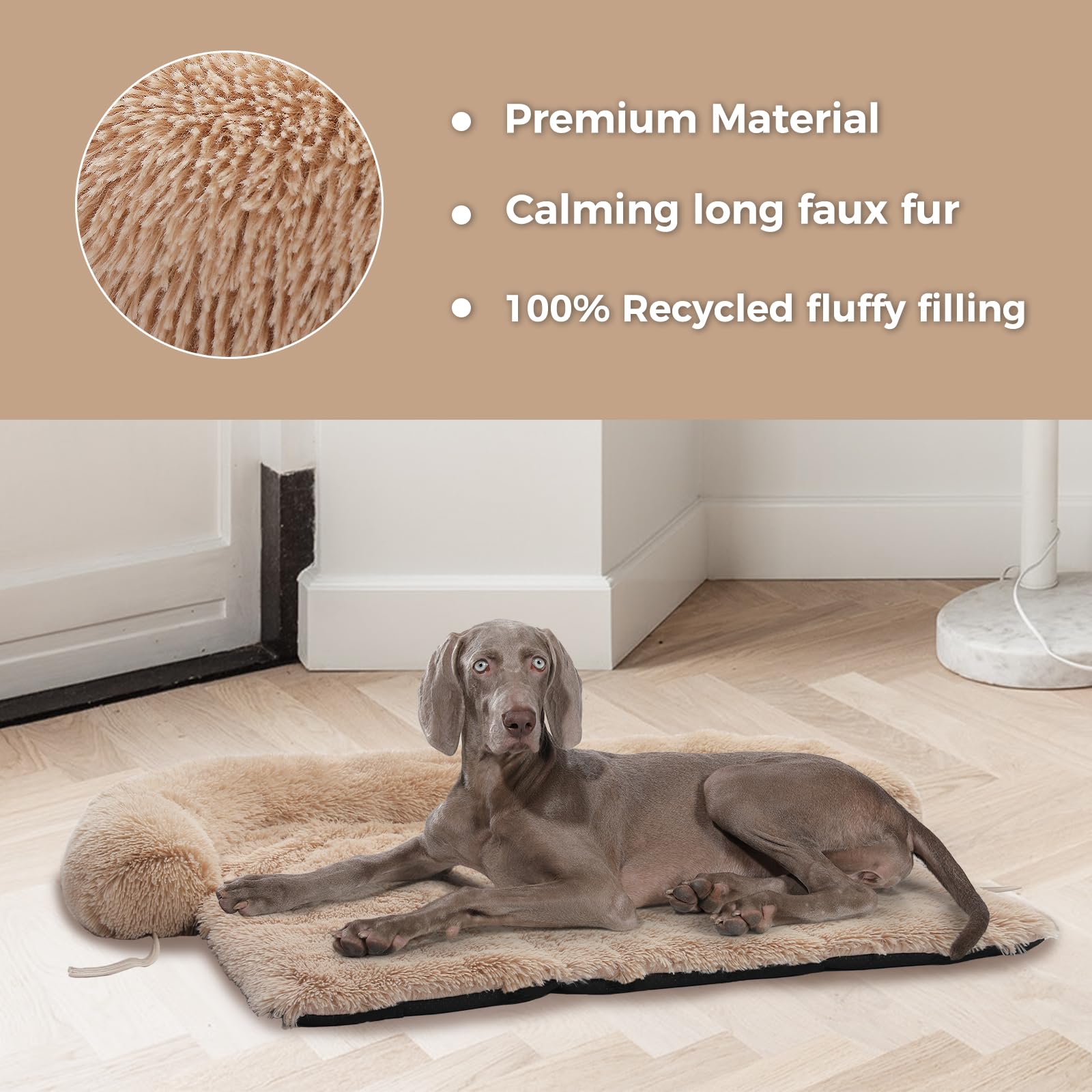 Washable Calming Dog Bed for Small, Medium & Large Dogs & Cats - Soft Pet Couch Cover with Removable Washable Cover - Perfect for Home, Crate & Travel Use