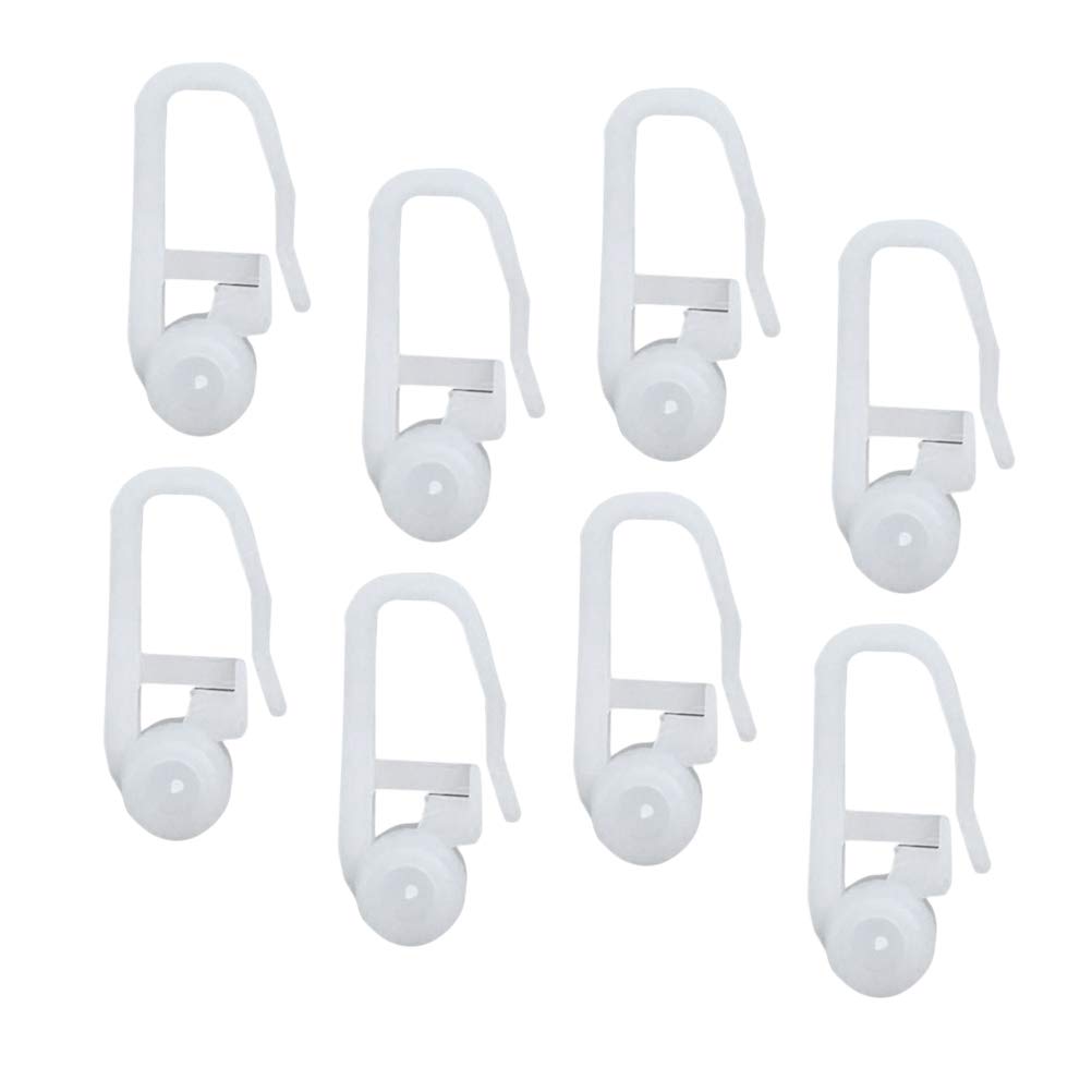 BESPORTBLE 100PC White Sliding Curtain Hooks - Durable Roller Hooks for Bedroom Drapes, Shower Curtains, and Window Treatments - Easy Glide Rail Accessories for Smooth Curtain Movement (Perfect for Home, Hotel, and Apartment Decor)