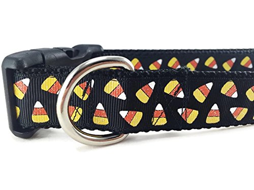 Halloween Dog Collar - Adjustable Nylon Pet Collar with Candy Corn Pattern (1