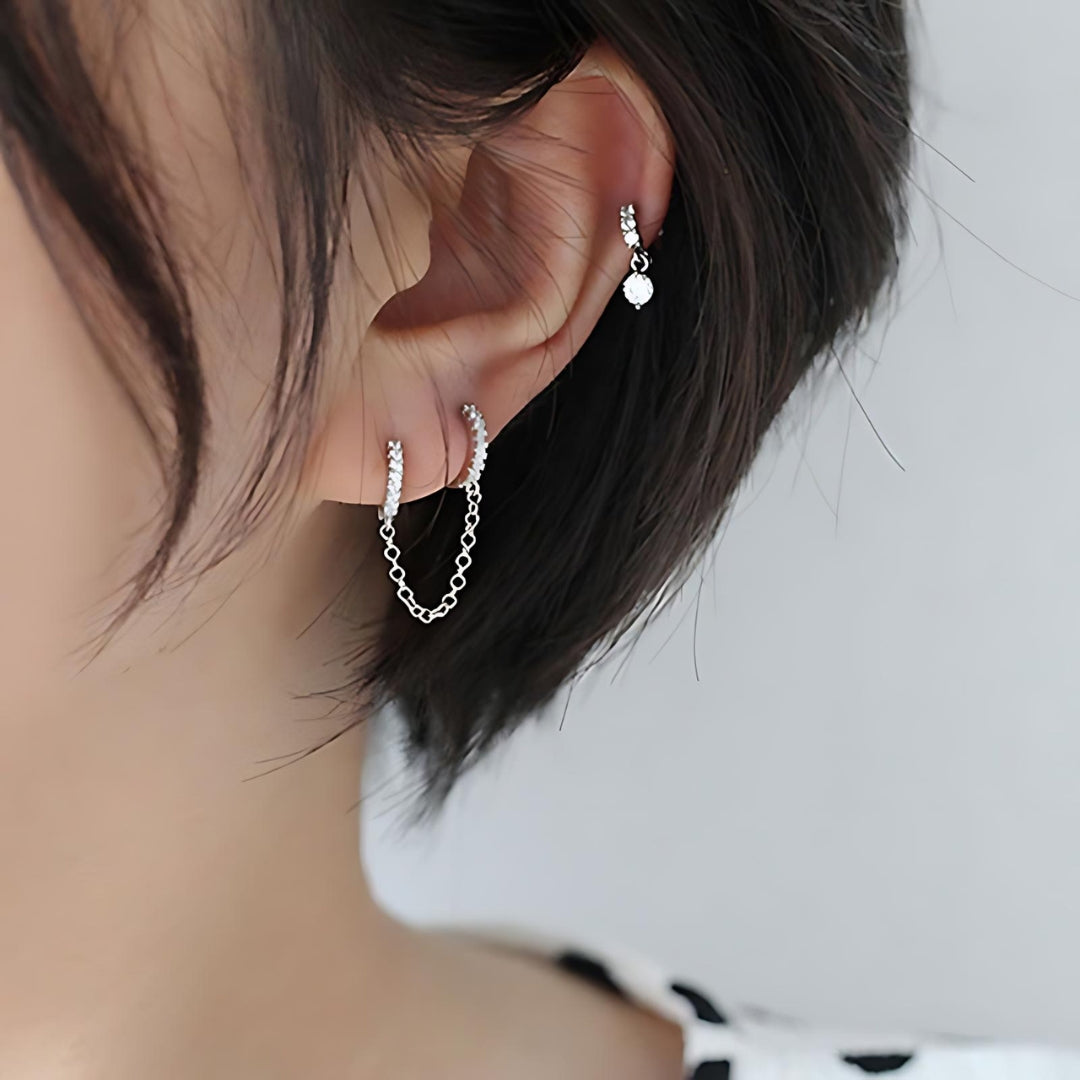 18K Gold Cartilage Huggie Hoop Earrings for Upper Lobe - Two Hole Piercing Jewelry | HSPJ274 | Perfect for Everyday Wear, Date Night & Special Occasions
