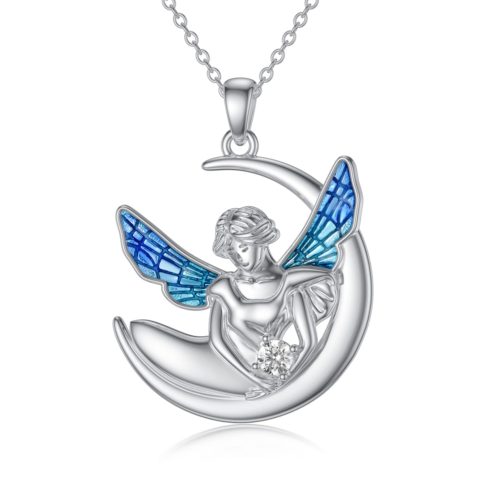 WINNICACA Sterling Silver Butterfly Fairy Moon Necklace for Women - Elegant Fairy Jewelry Gift for Birthday, Anniversary & Special Occasions | Perfect for Parties, Weddings & Everyday Wear
