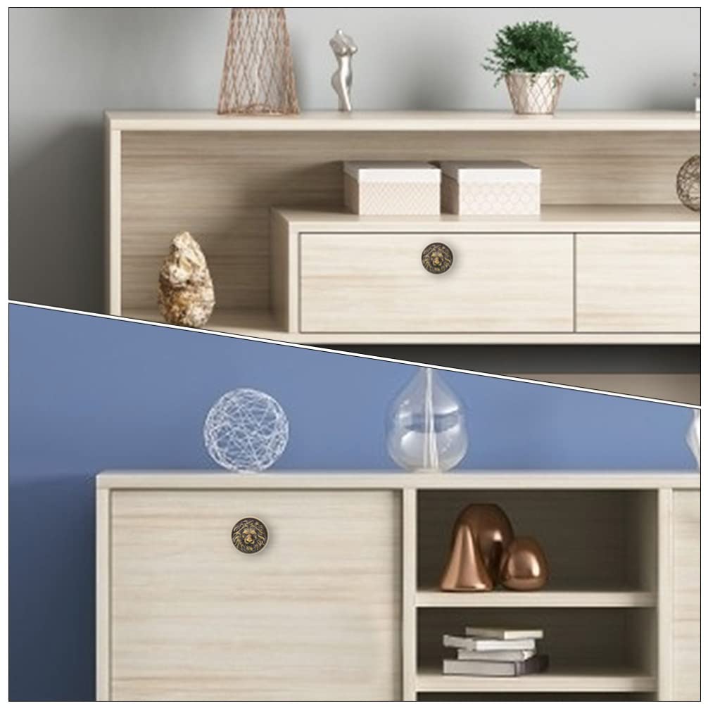 Lion Head Cabinet Knob - 2pcs Zinc Alloy Drawer Pulls for Kitchen & Bathroom