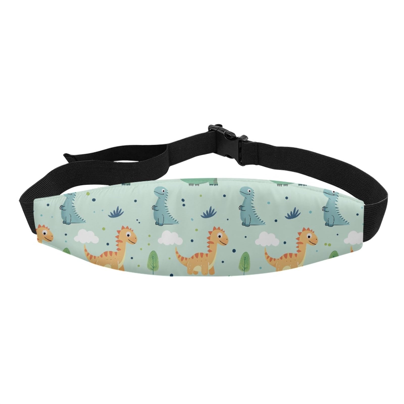 Funny Cartoon Dinosaur Baby Car Seat Head Support - Soft Comfortable Stroller Neck Strap & Headrest for Kids | Gender Neutral Eco-Friendly Pillow Holder | Perfect for Travel, Stroller Naps & Car Safety