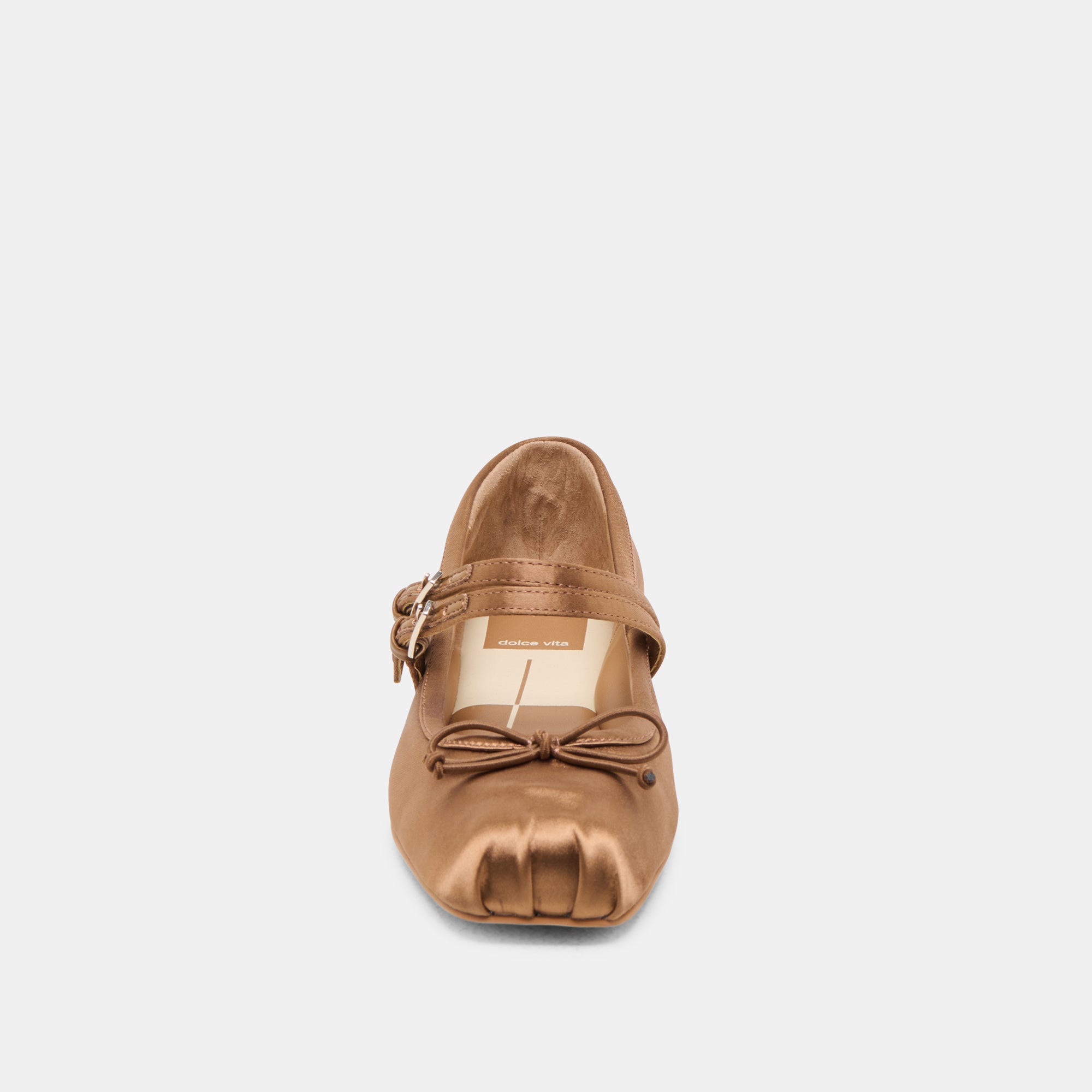 GIBSEN Women's Ballet Flats - Mid Brown Satin Shoes for Comfort & Style | Perfect for Work, Casual Wear & Special Occasions
