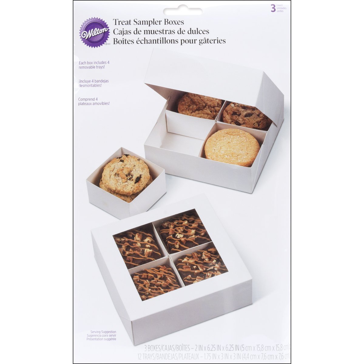 Wilton 4-Compartment Treat Boxes - 3-Pack for Homemade Desserts & Gifts | Baking & Party Favors