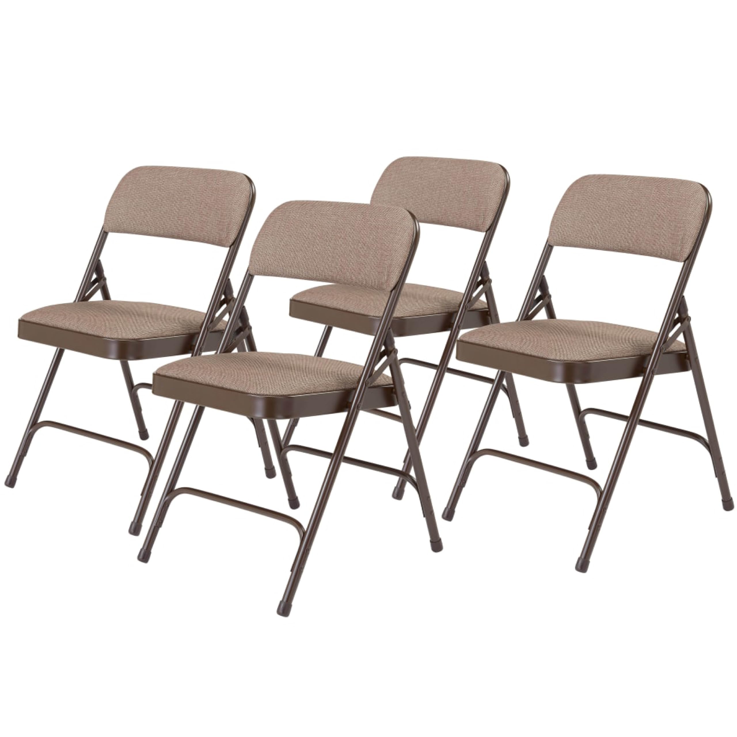 Premium Padded Folding Chairs Set of 4 – Heavy-Duty Portable Upholstered Chairs for Indoor & Outdoor Use – Comfortable Durable Foldable Seating for Parties, Weddings, Events & Camping – Russet Walnut Finish by National Public Seating