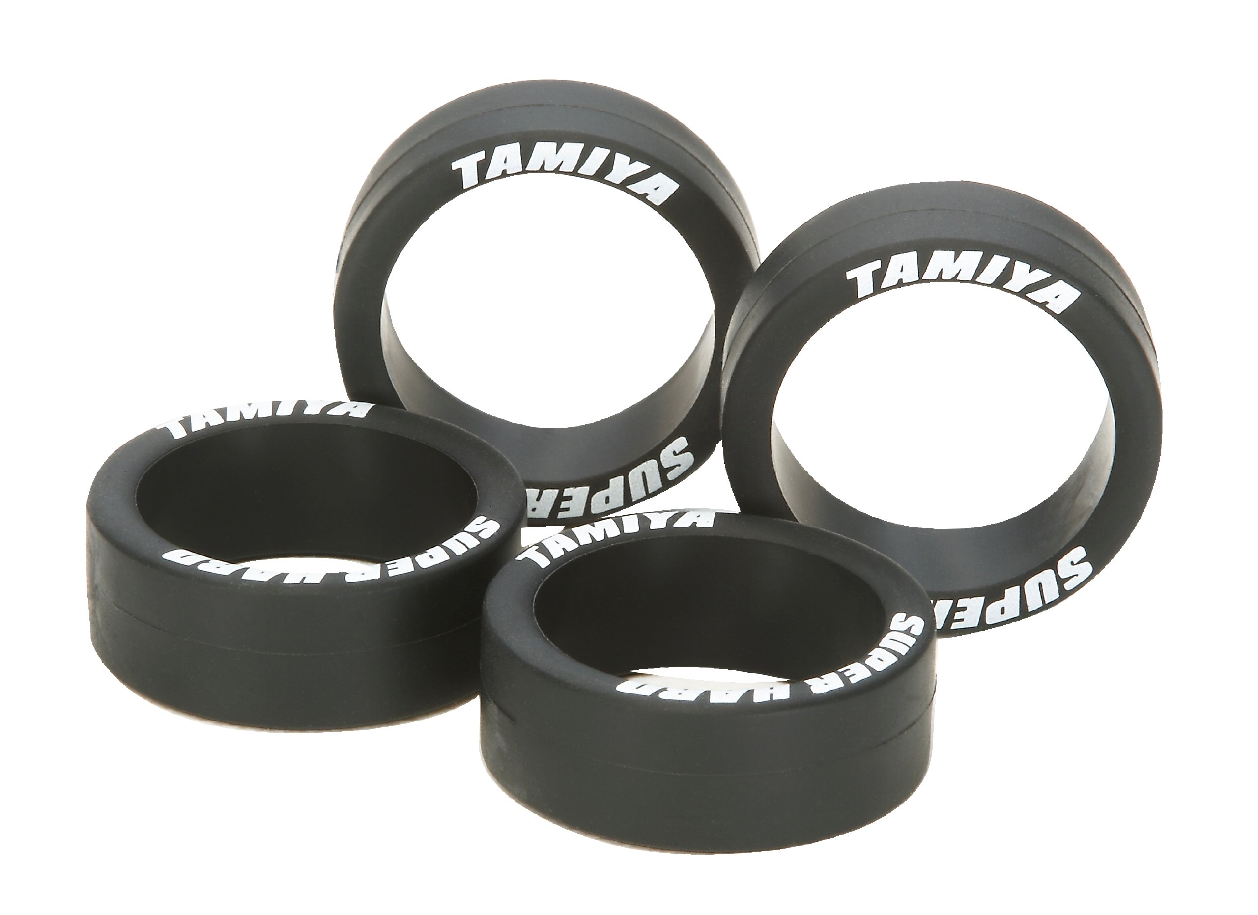 Tamiya Super Hard Low Profile Tires (Black) for Mini 4WD Plastic Models - Perfect for Racing and DIY Car Customization
