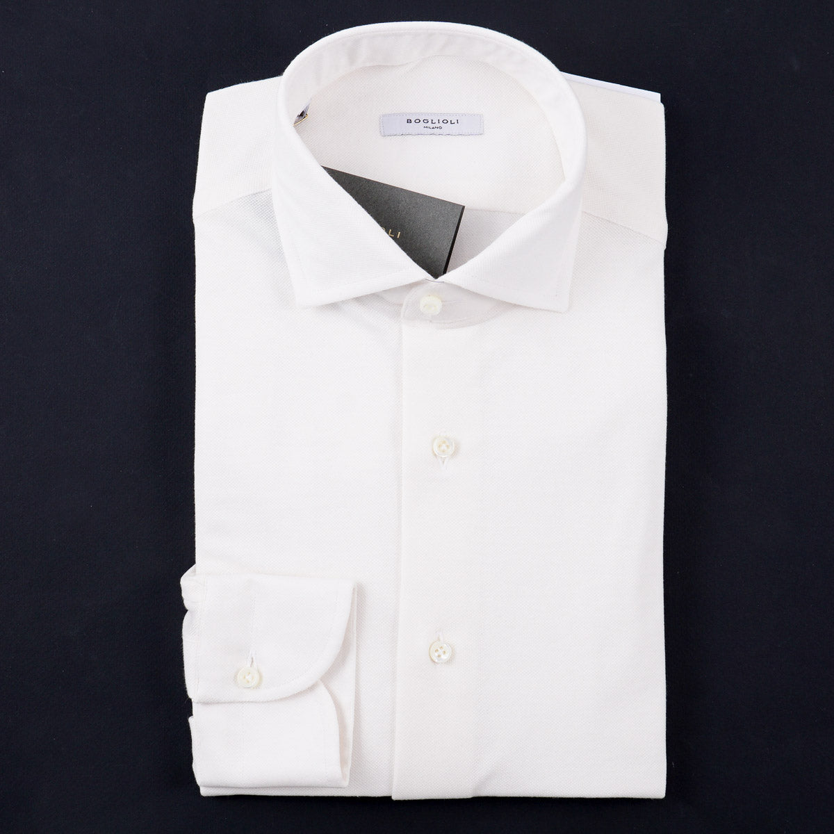 Boglioli Men's Slim Fit Pique Knit Cotton Shirt - Breathable Casual Button Down for Office, Date Night & Summer Outings