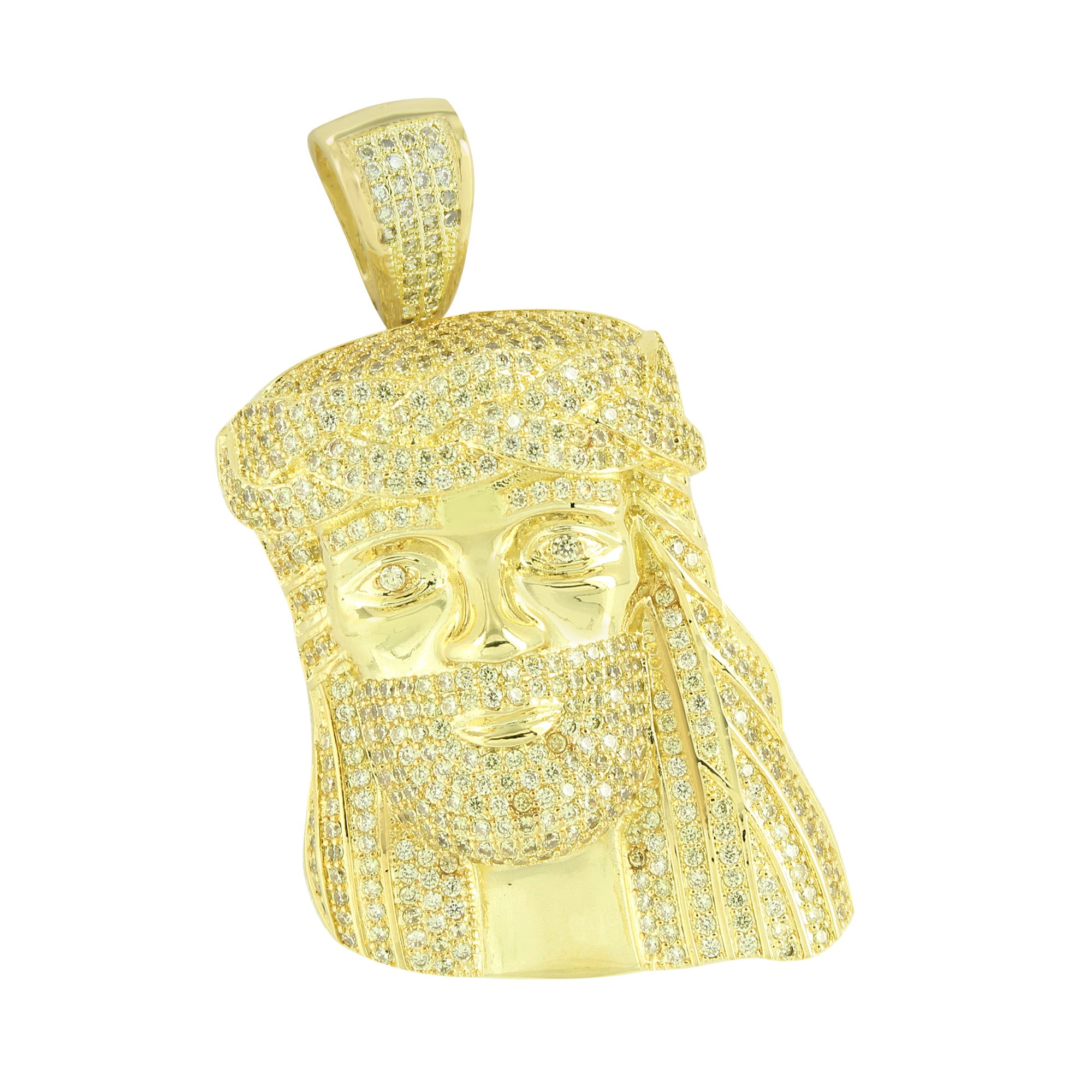 14K Gold Plated Yellow Lab Diamond Jesus Pendant Necklace - Religious Cross Charm for Women & Men - Perfect for Church, Baptism & Daily Wear