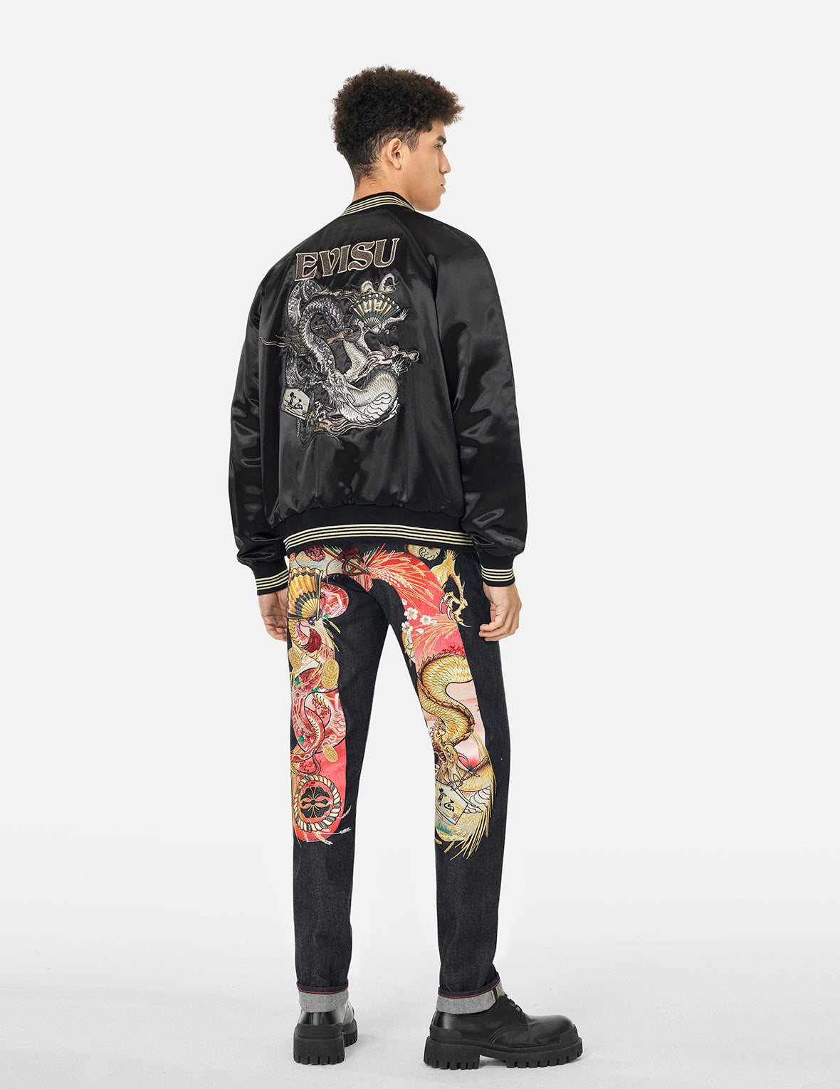 Japanese Souvenir Jacket - Reversible Black Bomber with Snake Embroidery & Traditional Totem Prints | Relaxed Fit for Streetwear & Casual Outfits