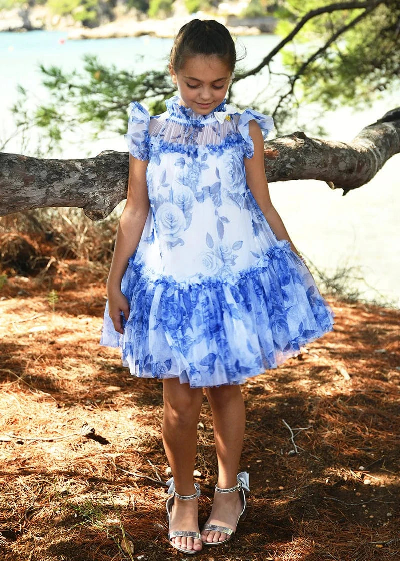 Angels Face Girls Marigold Tulle Flower Dress in White - Elegant Flower Girl Dress for Weddings, Parties & Special Occasions