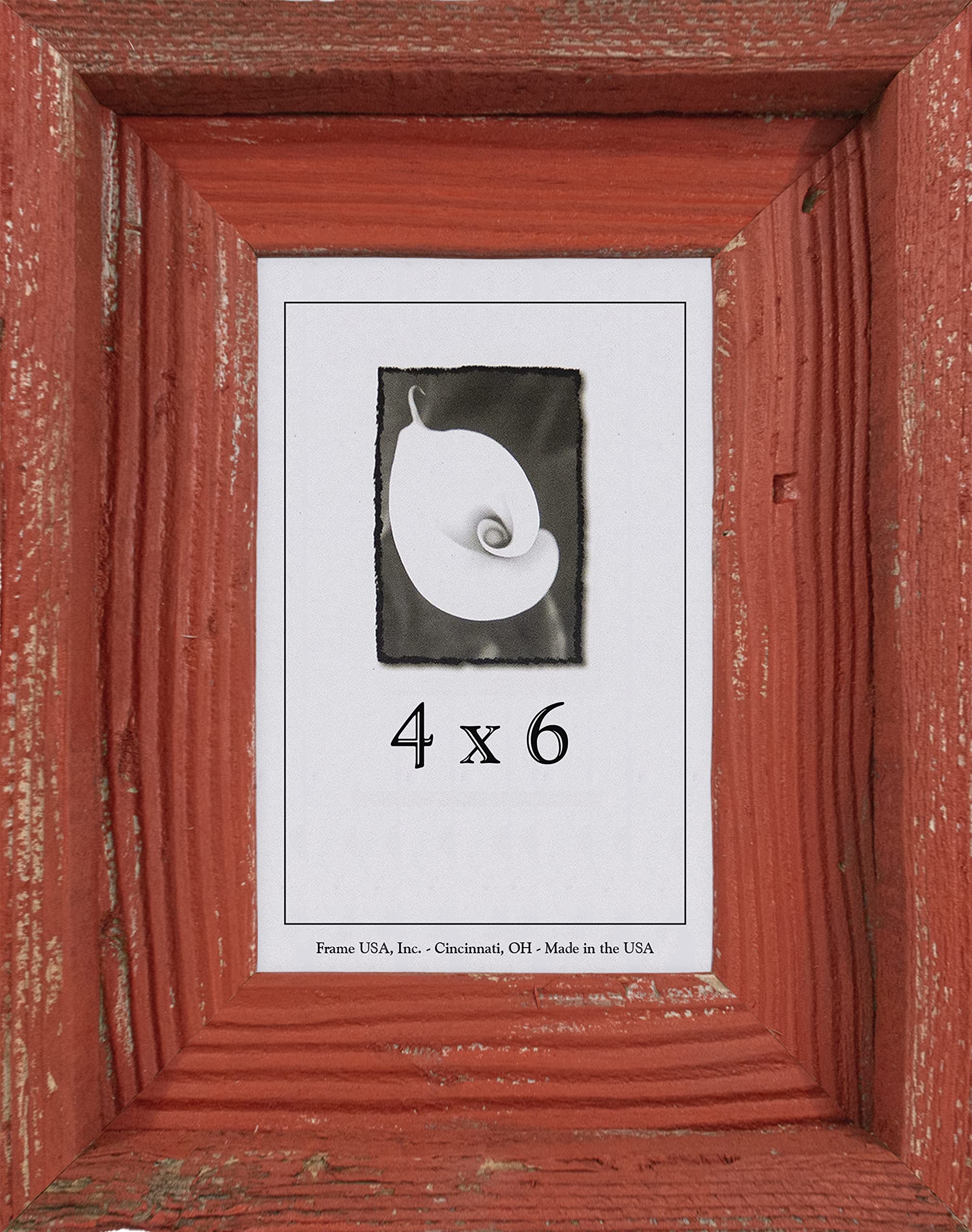 Frame USA Painted Barnwood Series 4x6 Picture Frame (Red) - Authentic Reclaimed Wood for Rustic Home Decor | Perfect for Family Photos, Wall Art & Farmhouse Style Interiors