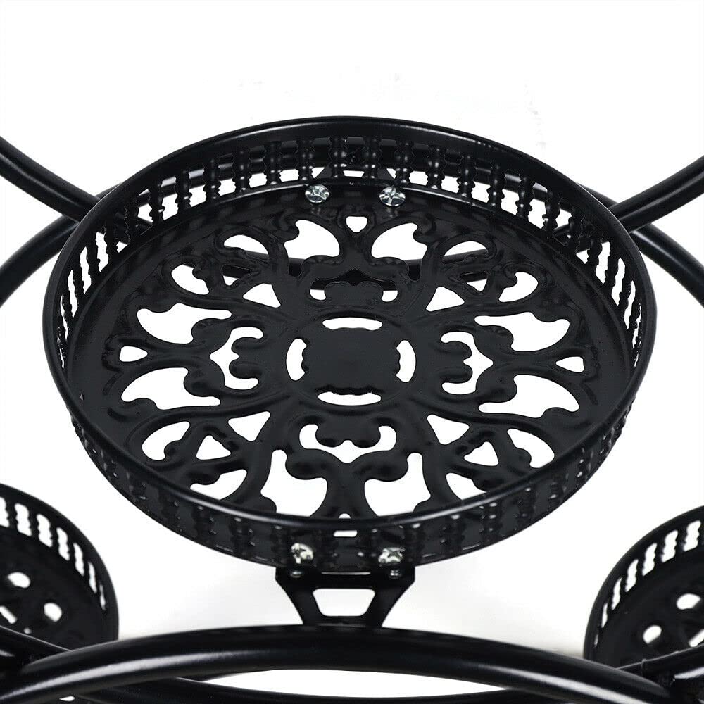 6 Tier Metal Flower Pot Rack - Black Plant Shelf with Wheels for Indoor Outdoor Garden, Balcony, Corner - Organize Plants, Herbs, Succulents - Durable Planter Display Stand for Home & Patio Decor