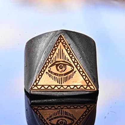 925 Sterling Silver Men's Ring with Gold-Plated Triangle Eye Symbol - Handmade Jewelry for Men, Unique Spiritual Protection Ring - Perfect for Gifts, Weddings, and Everyday Wear