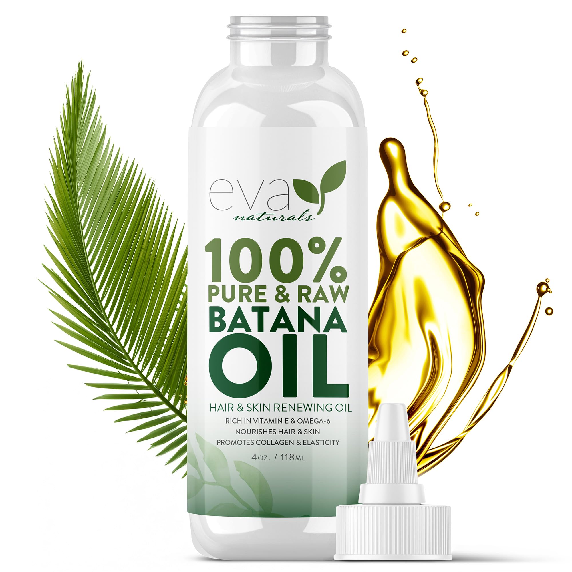 Eva Naturals 100% Pure Batana Oil for Hair Growth, Scalp Care, Skin & Beard Treatment - 100% Unrefined Cold-Pressed Oil from Honduras - Natural Moisturizer for Dry Hair & Skin | Perfect for Daily Hair Care Routine & Beard Maintenance
