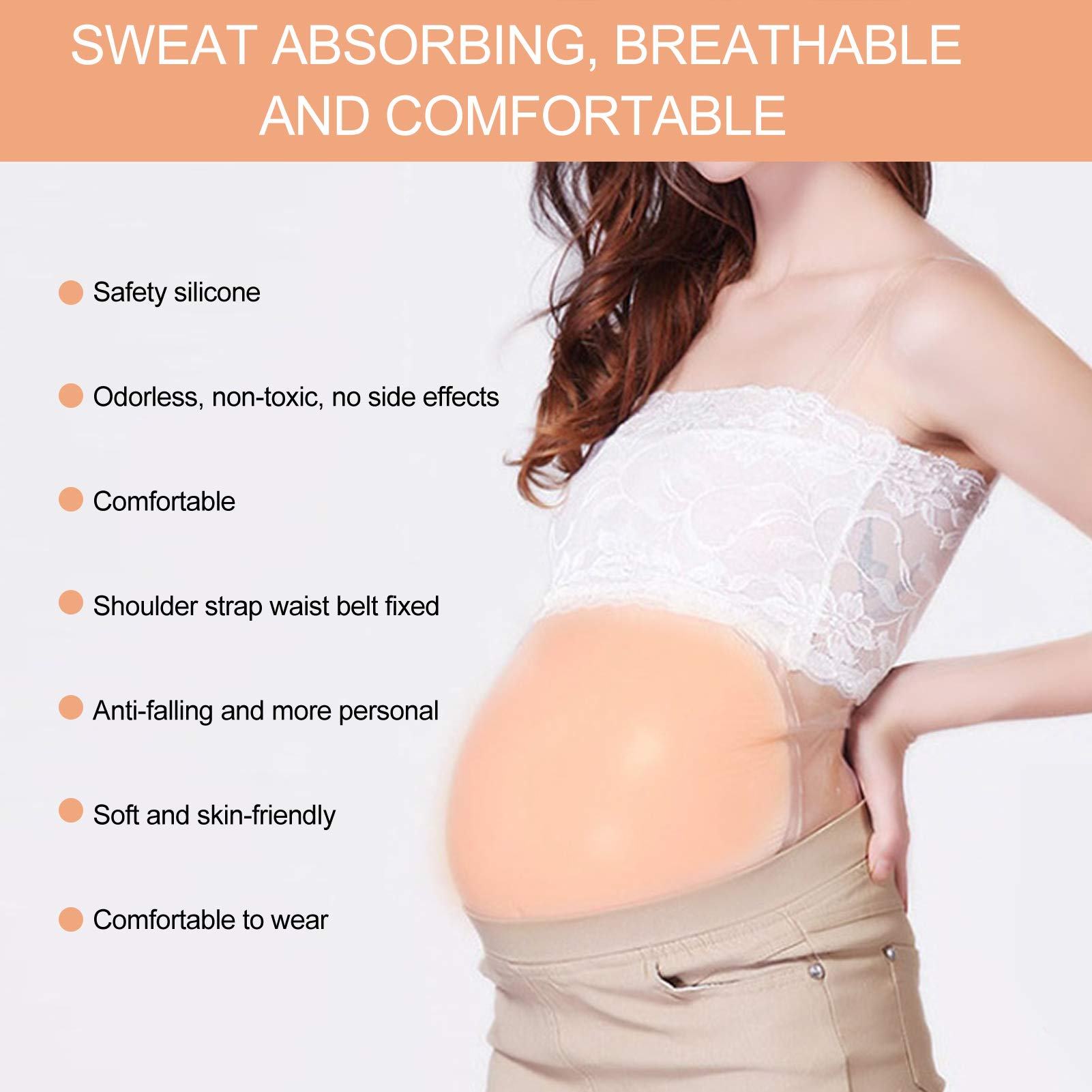 Zerodis Realistic Fake Pregnancy Belly - Soft Silicone Maternity Belly Bump with Adjustable Straps for Photography, Acting, Cosplay & Halloween Costumes (2-4 Months Size) - Perfect for Movie Props, Gender Reveals & Prank Gifts