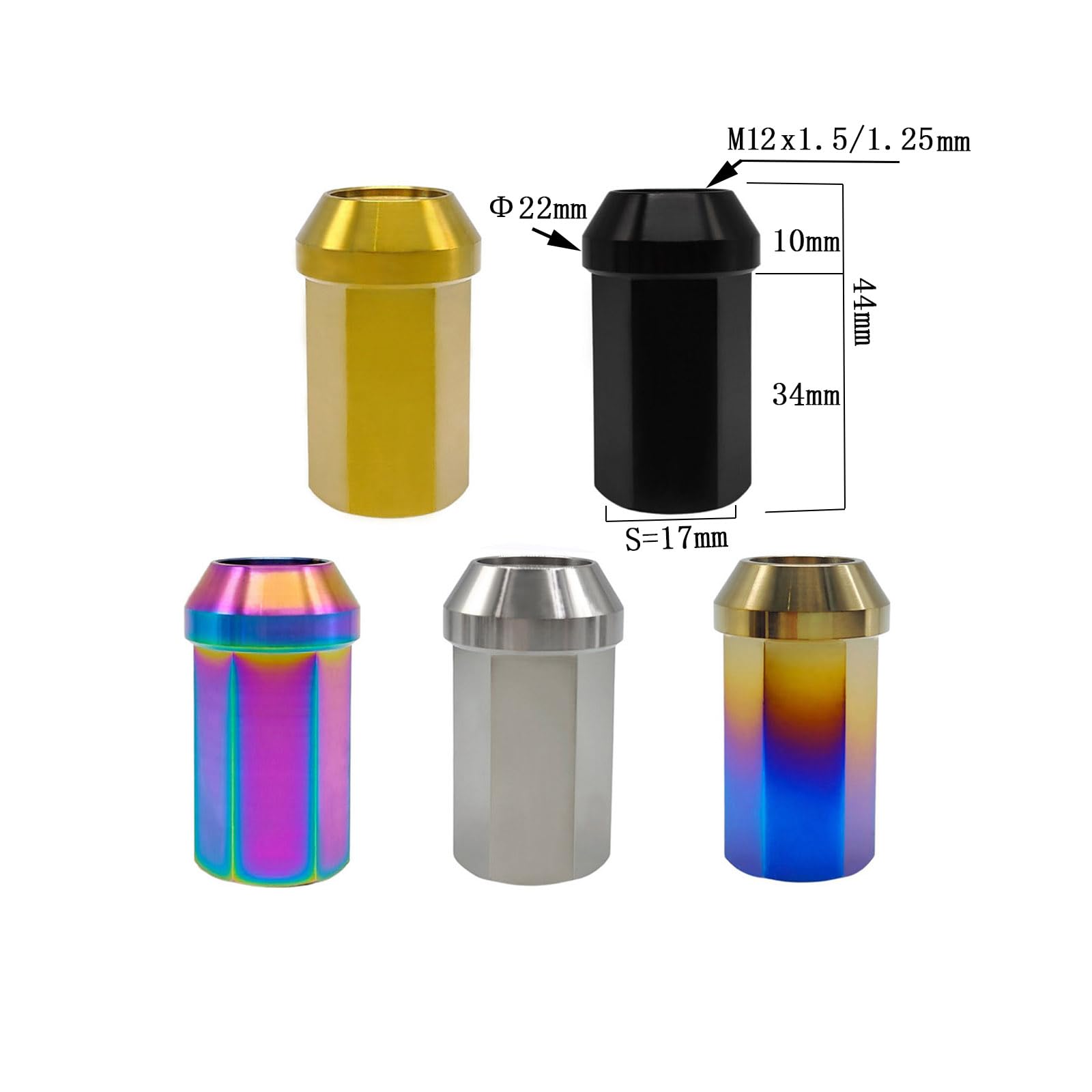 Rison Titanium Open End Lug Nuts M12x1.25 - Ultra Lightweight Racing Lug Nuts (20 PCS Set) - Burnt Blue Finish for High-Performance Cars & Sports Vehicles - Durable Automotive Accessories for Track & Street Use