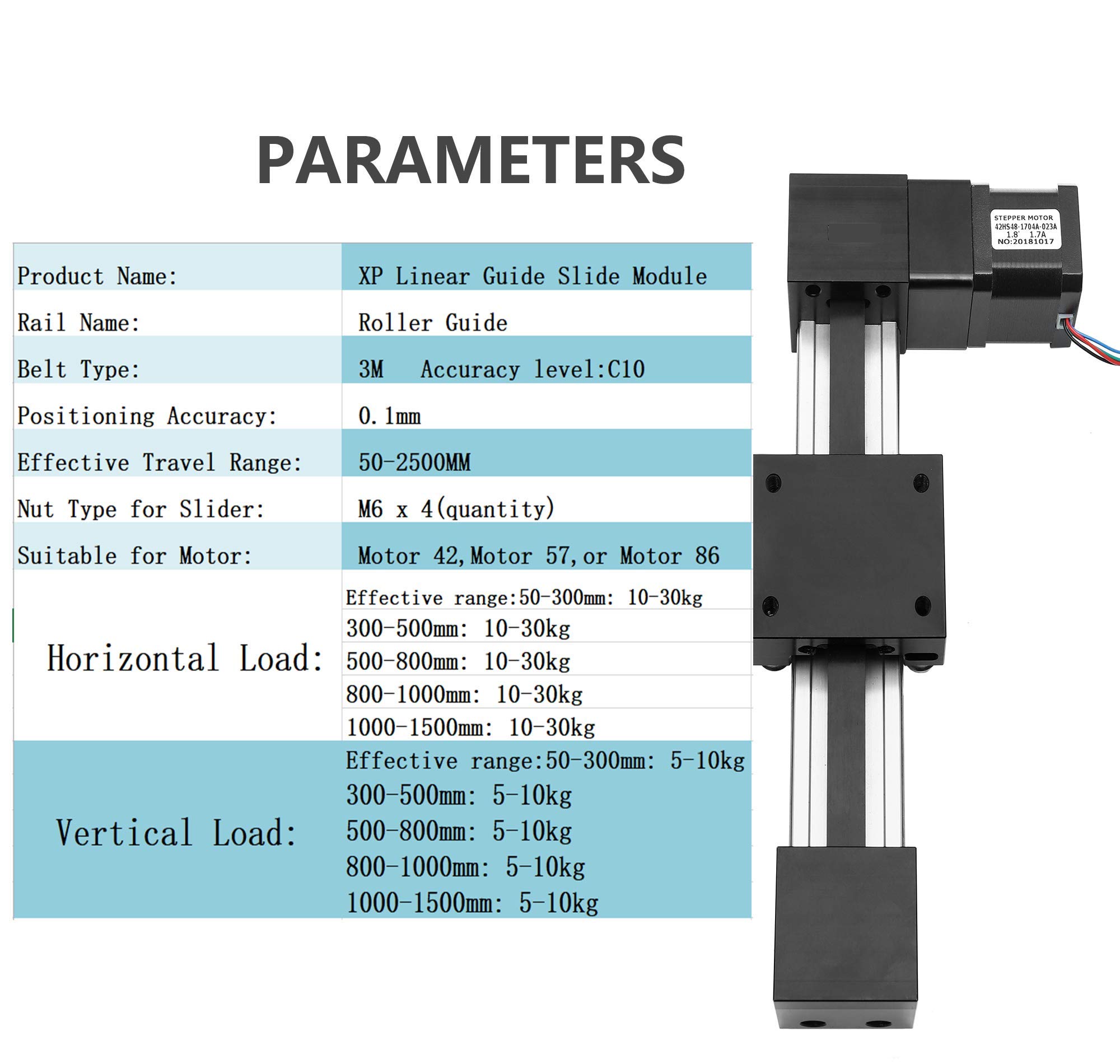 3M Roller Guide Slide Memory Belt Model - 800mm Effective Travel Length, 42 Stepper Motor Nema 17, XP Series Motion Sliding Table System for CNC & 3D Printer | Precision Linear Motion for DIY CNC Routers, Laser Cutters, and Automated Manufacturing Equipment