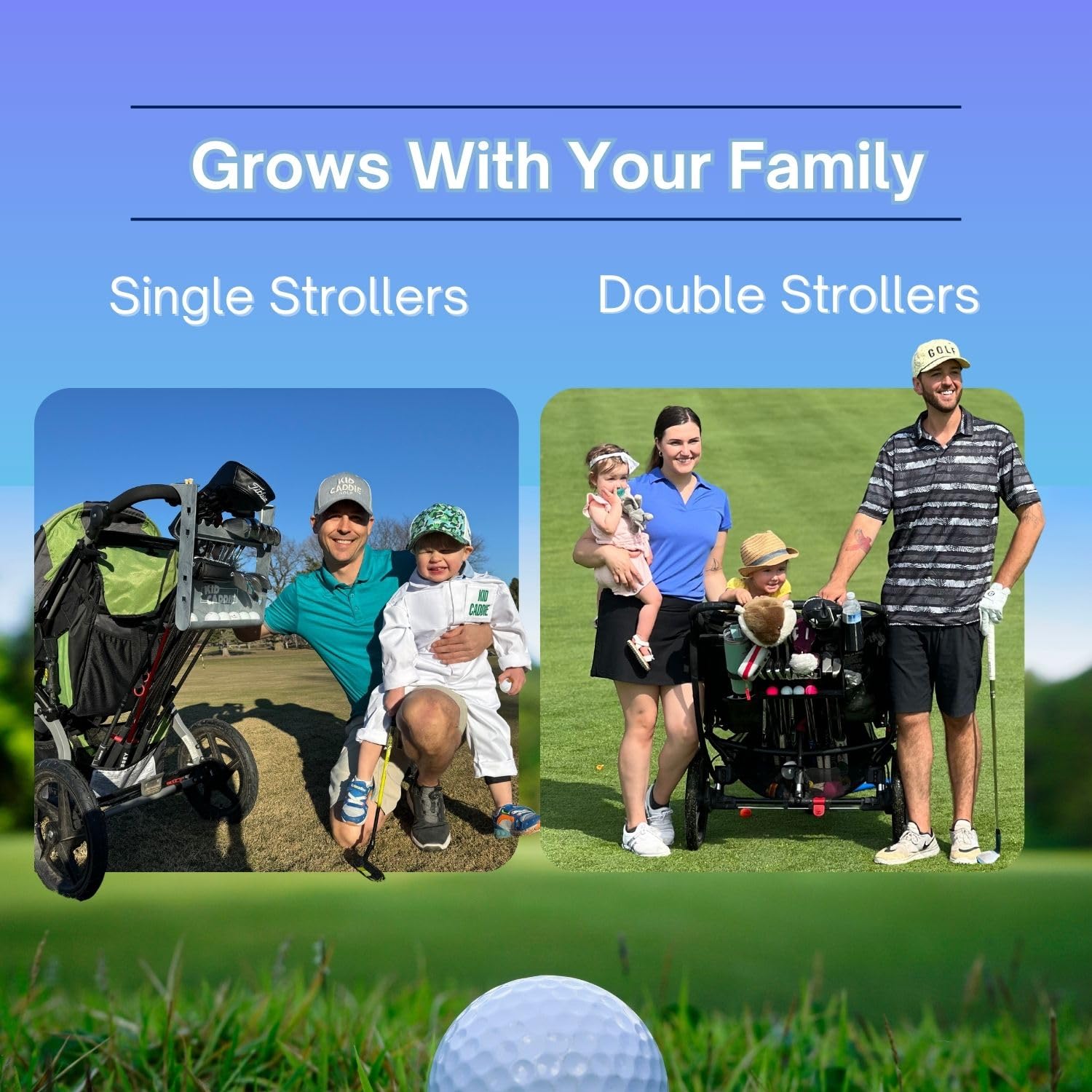 Universal Golf Stroller Attachment - Easy Setup, Lightweight & Durable Golf Club Holder for Baby Strollers | Introduce Kids to Golf Early, Perfect Golf Gift for Parents | Ideal for Family Outings, Golf Course Visits & Outdoor Activities
