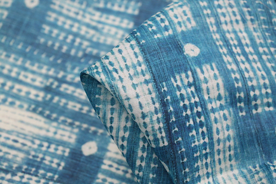 Blue Dot Batik Fabric - Handmade Indonesian Batik Textile for Clothing, Home Decor & DIY Crafts | Perfect for Dresses, Scarves, and Wall Hangings