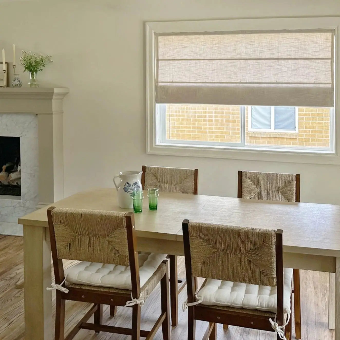 Jawara Linen Cotton Roman Shade with Cord Lift - Elegant Window Treatment for Living Room, Bedroom & Office